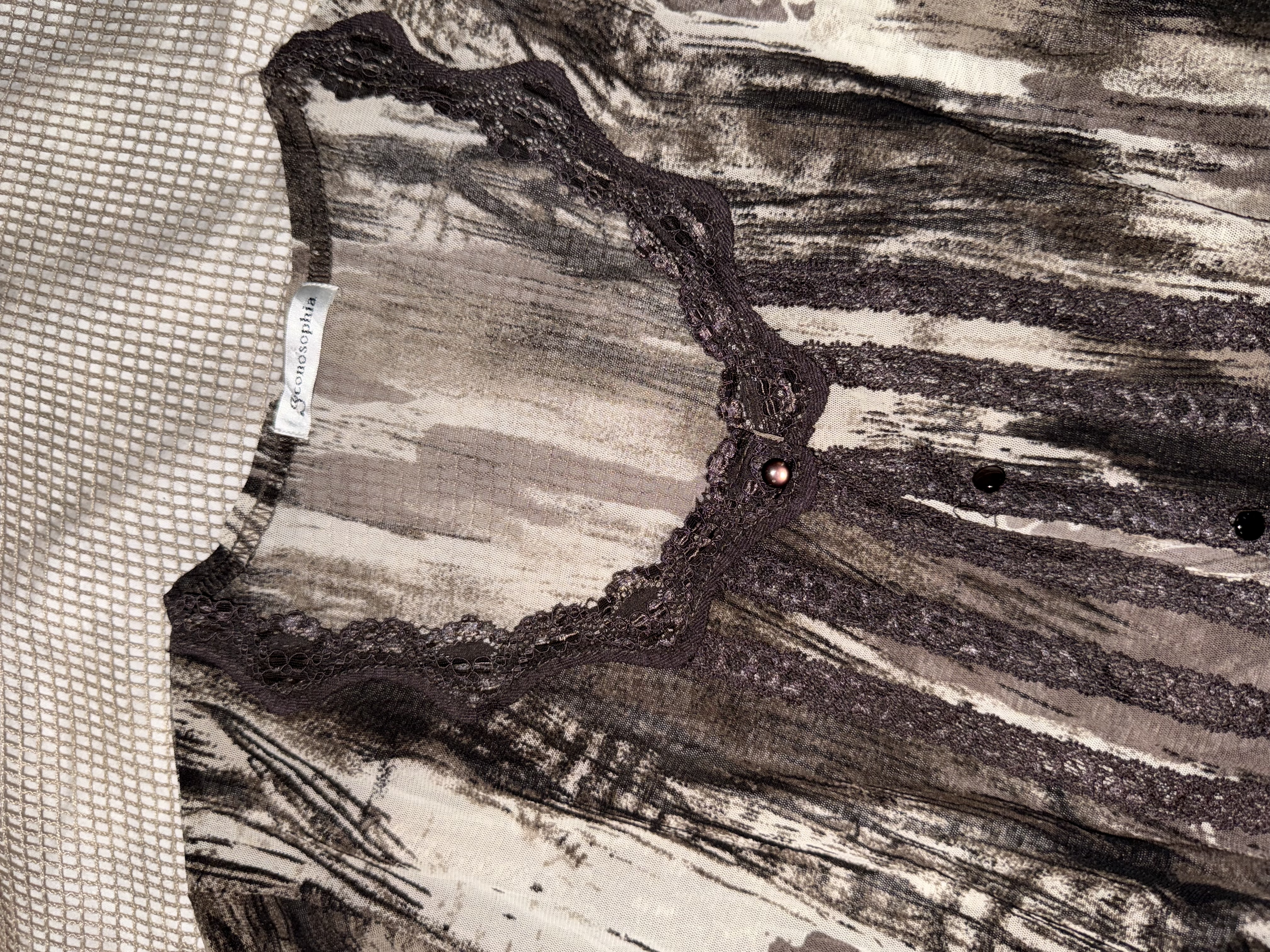 Earth Tone Distressed Texture Brushstroke Blouses