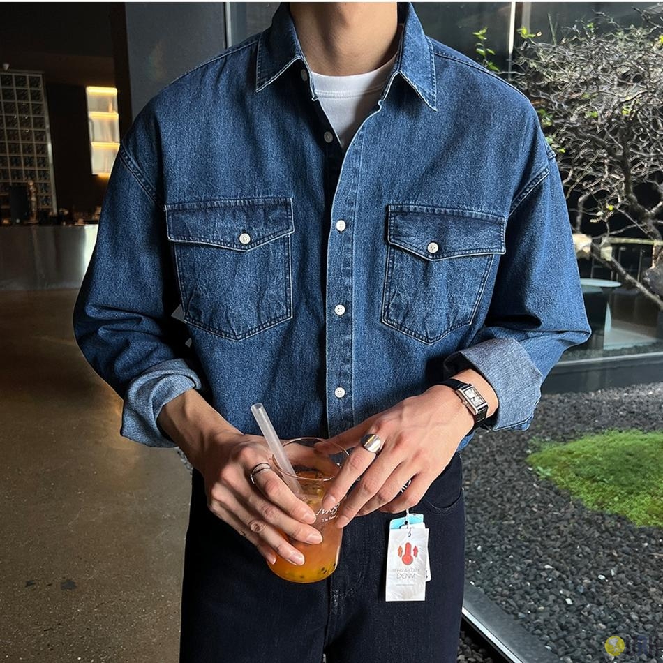 【100%保證韓國直送】復古經典雙口袋水洗丹寧恤衫 [2 color] RG165784