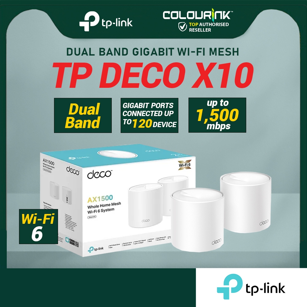 TP-LINK DECO X10 ( 2-PACK ) AX1500 Whole Home Mesh Wi-Fi 6 System 1,500Mbps square up to 3800sqft Similiar to E4 M5 M9