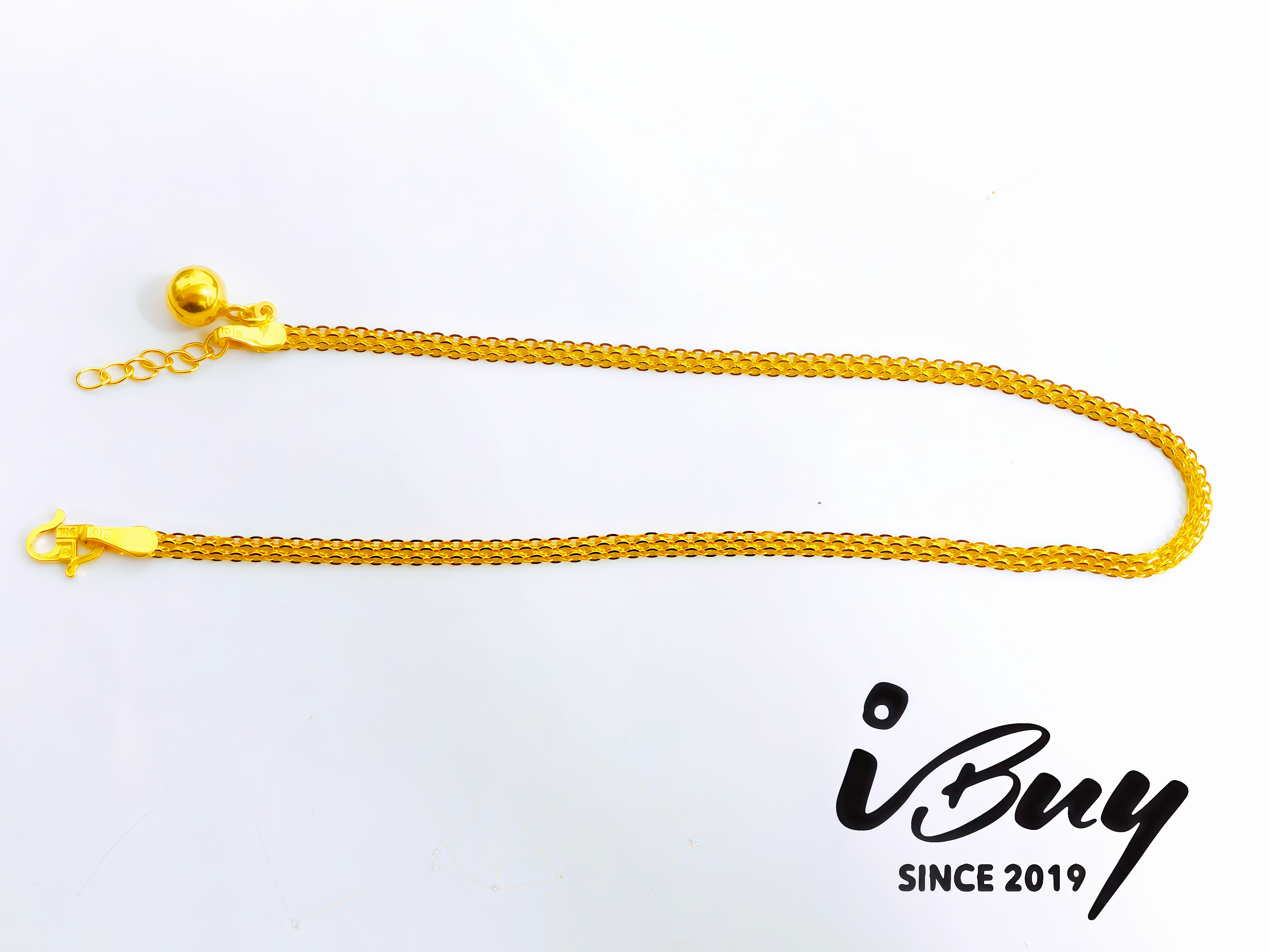 916 GOLD MILAN 3 LINE ANKLET WITH BELL 916 金 米兰3行脚链配小铃铛