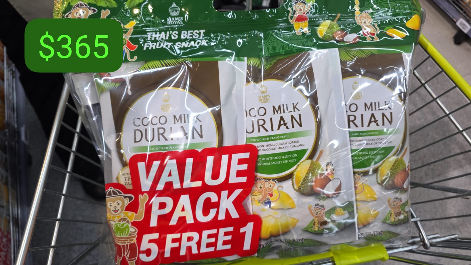 Sam's Royal Coco Milk Durian（泰國椰奶金枕頭榴槤乾）6pack