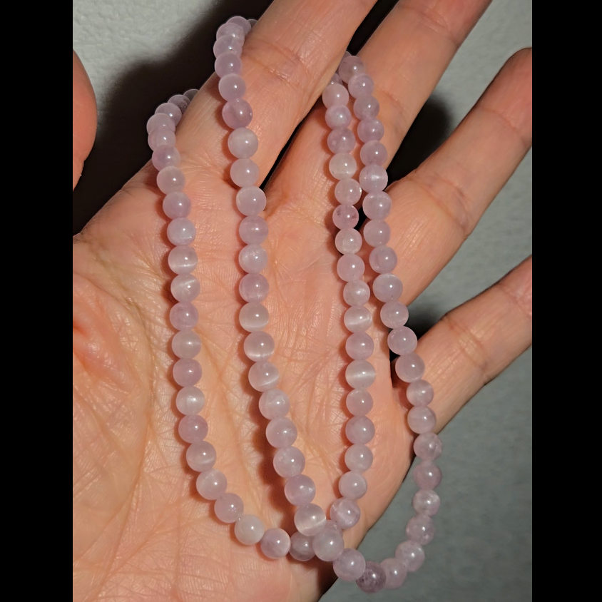 Cat's eye pink kunzite bead necklace - JW128