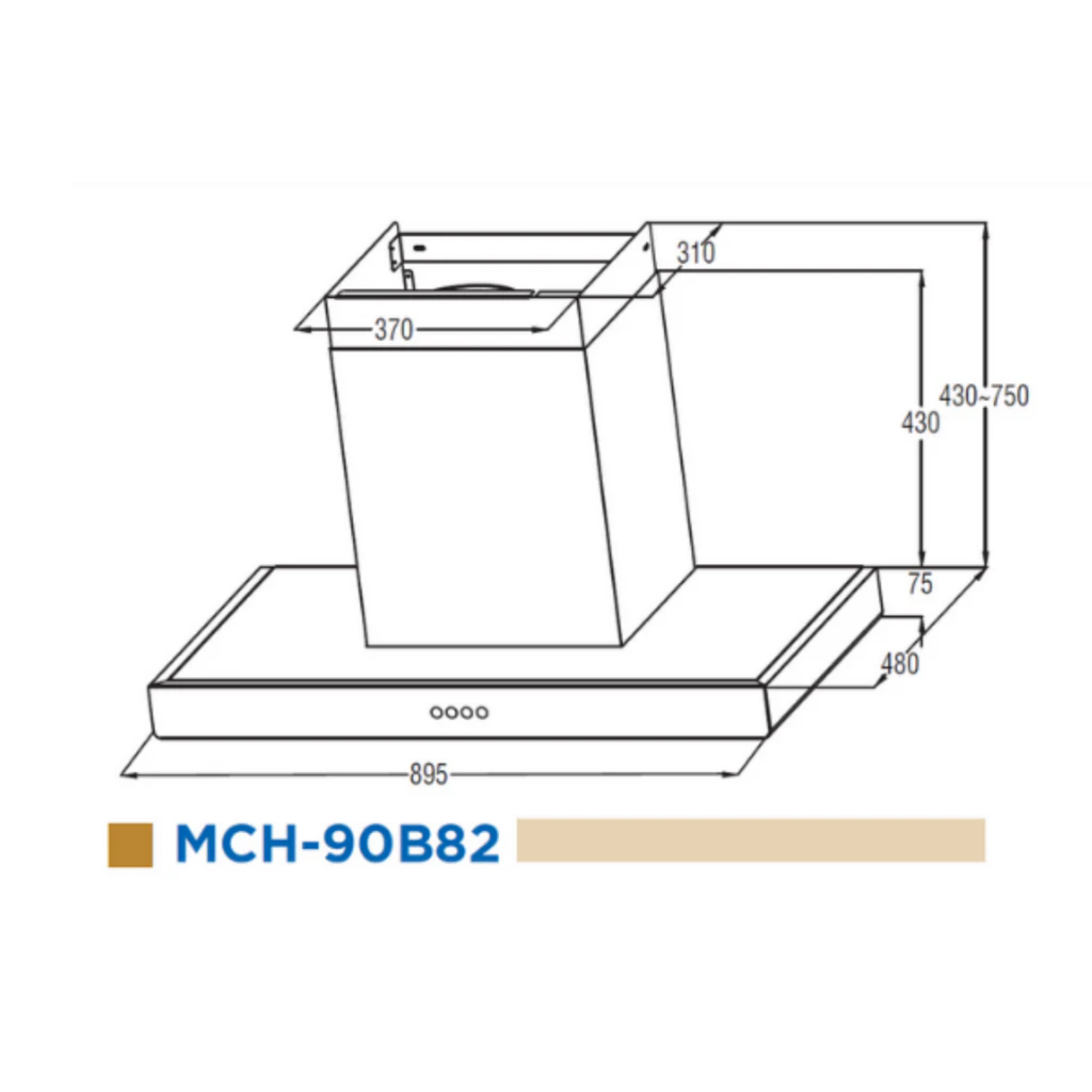 Midea 1500M3/Hr Cooker Hood MCH-90B82