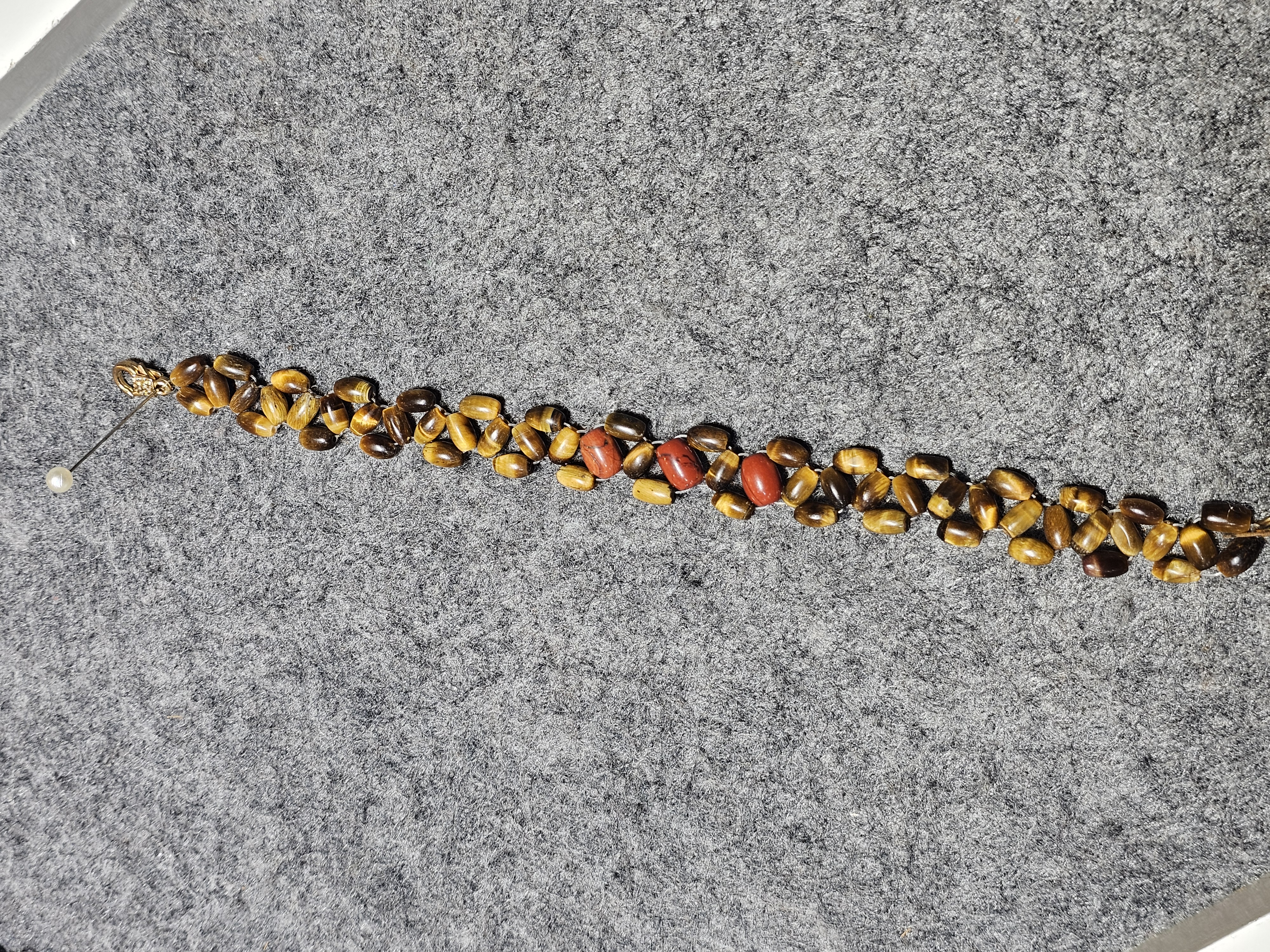 黃虎眼石紅碧玉編織手鏈