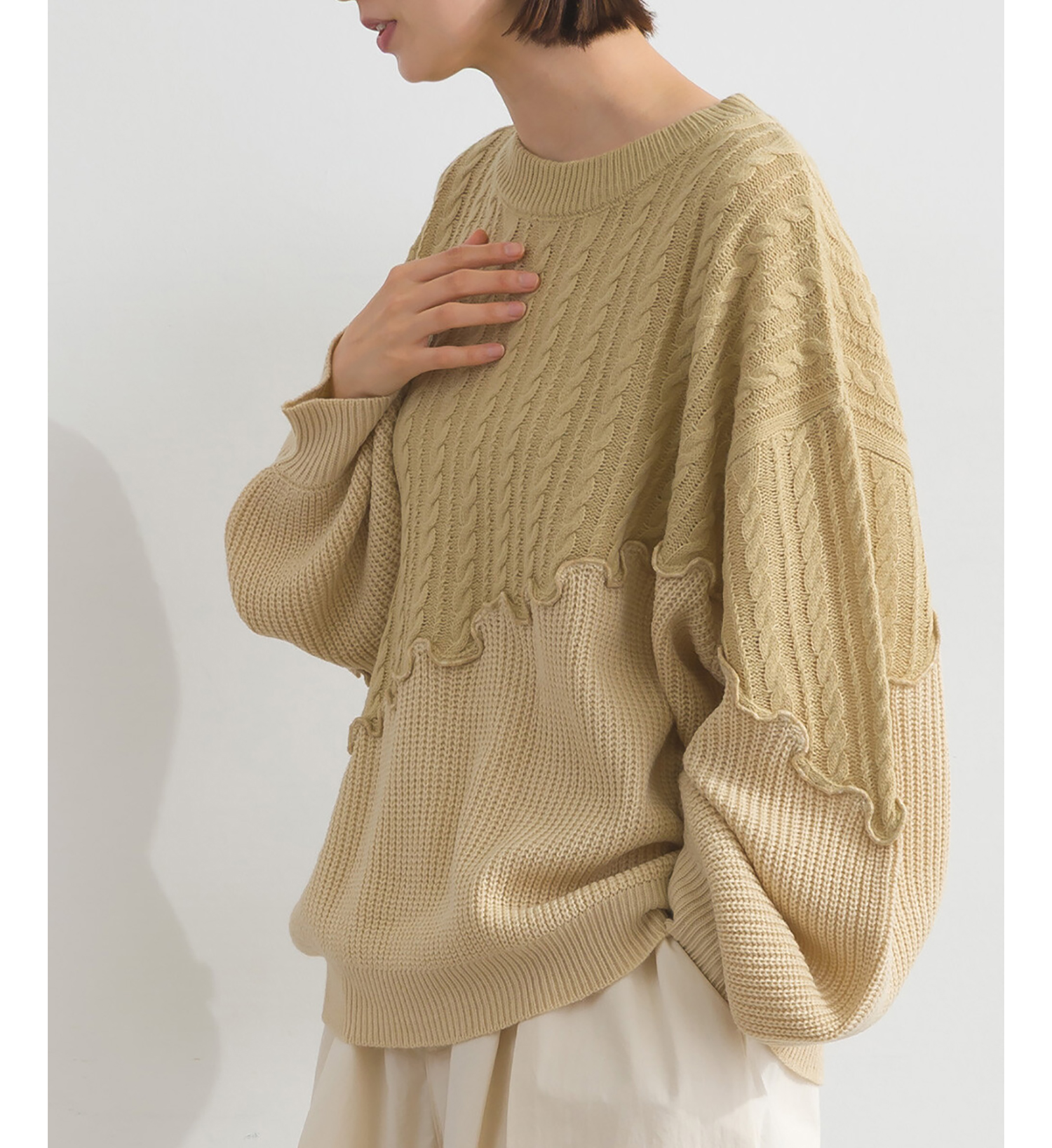 LP - 粗幼斜拼冷織毛衣 (淺藍色)