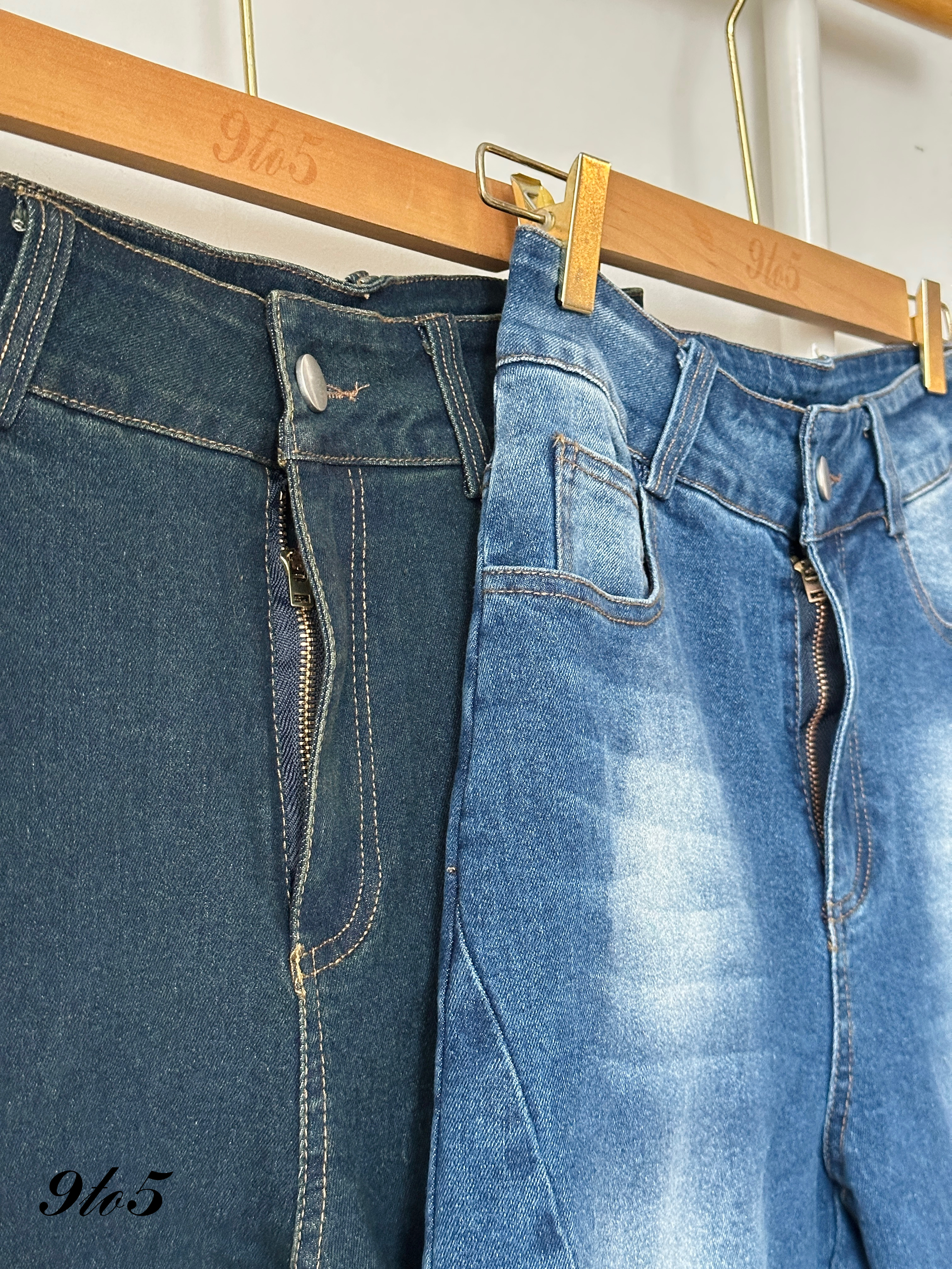 S1769 Denim Midi Pants - Blue & Dark Blue