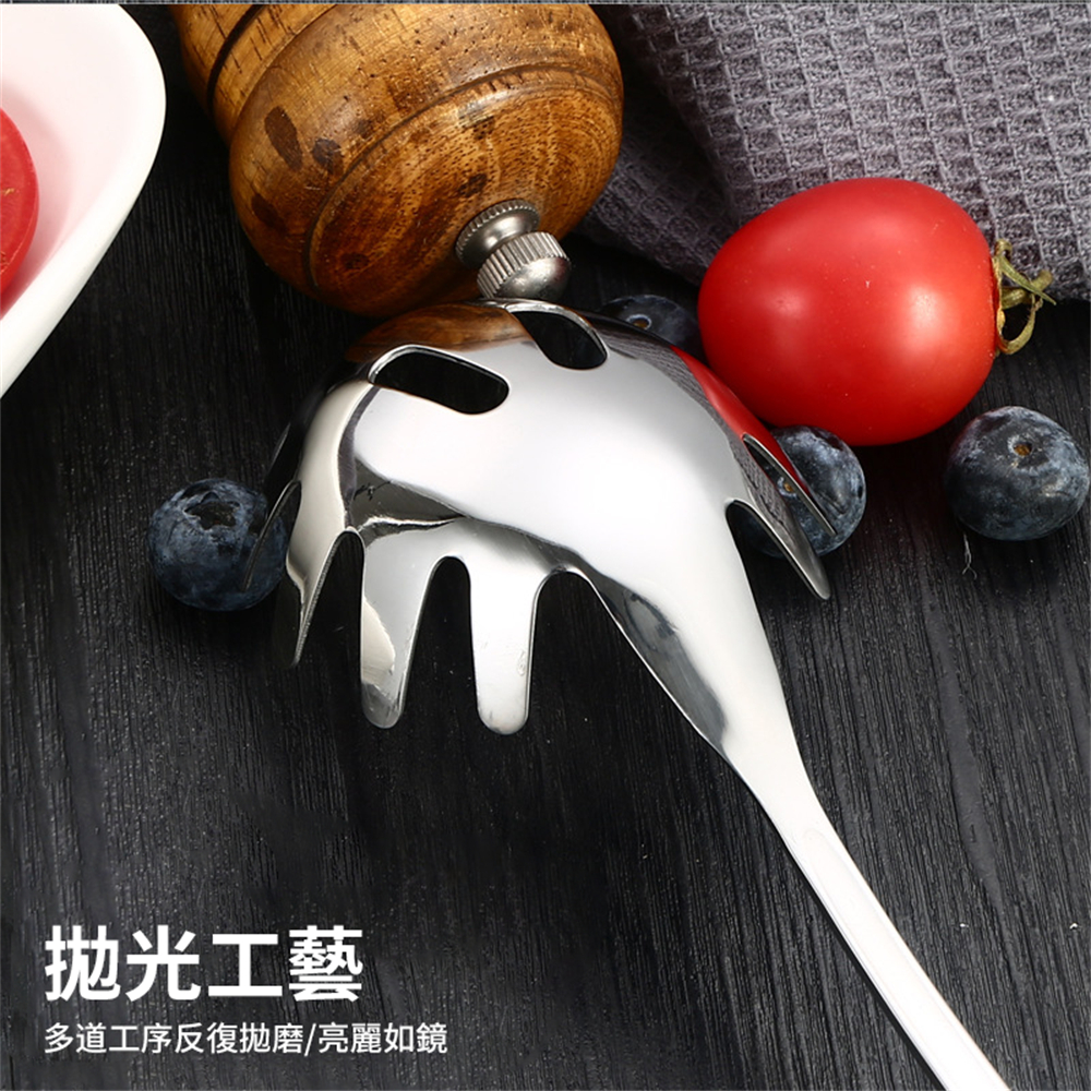 不鏽鋼撈麵勺 意麵爪勺 粉麵叉 漏勺 冰塊鏟 粉麵鏟 扒麵鏟勺  [平行進口] HK2732
