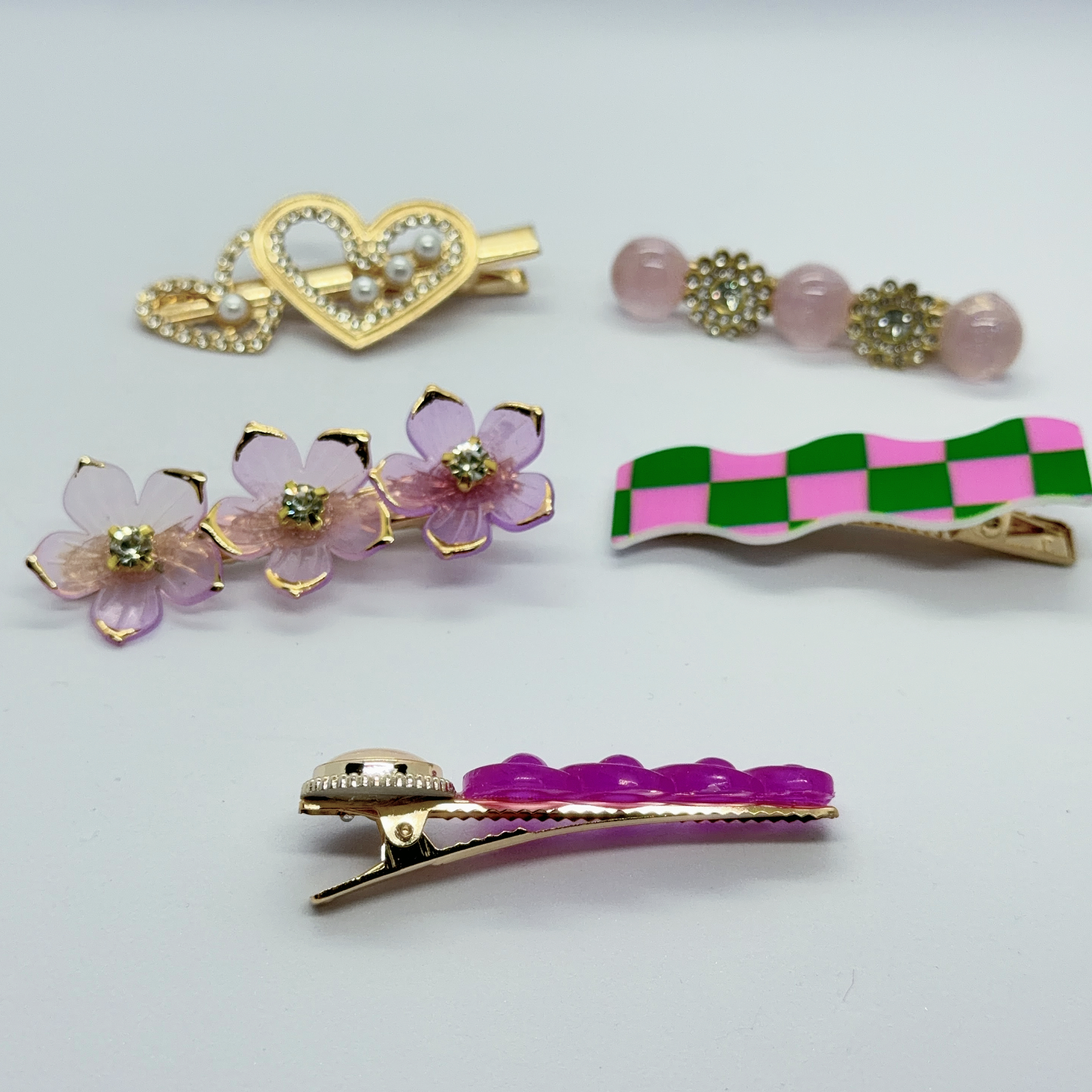 珠寶造型髮夾組 (5隻裝) / Jewelry‑Style Hair Clip Set (5 pcs) A