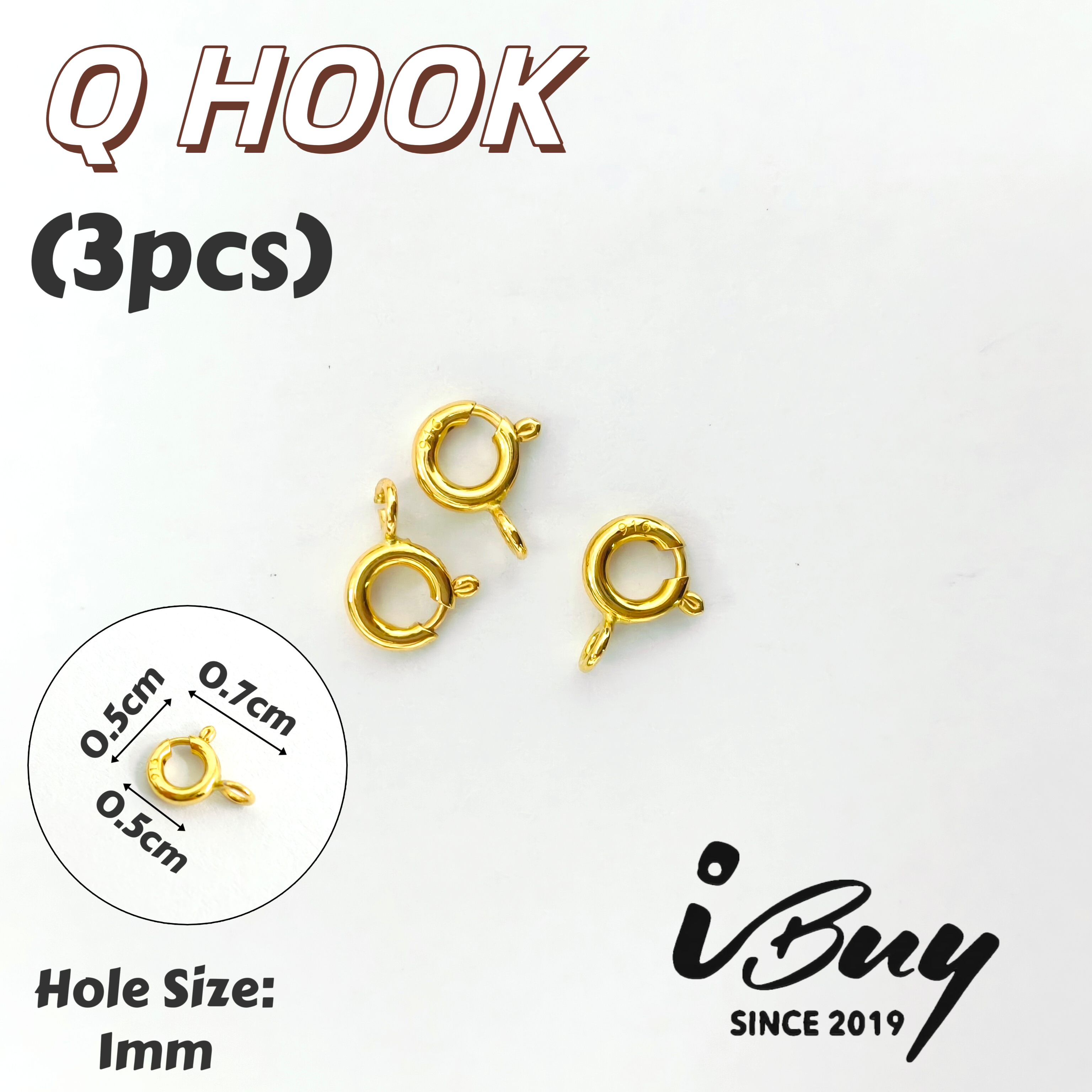 916 GOLD ROUND SPRING HOOK 916 金 Q扣 （3PCS) 