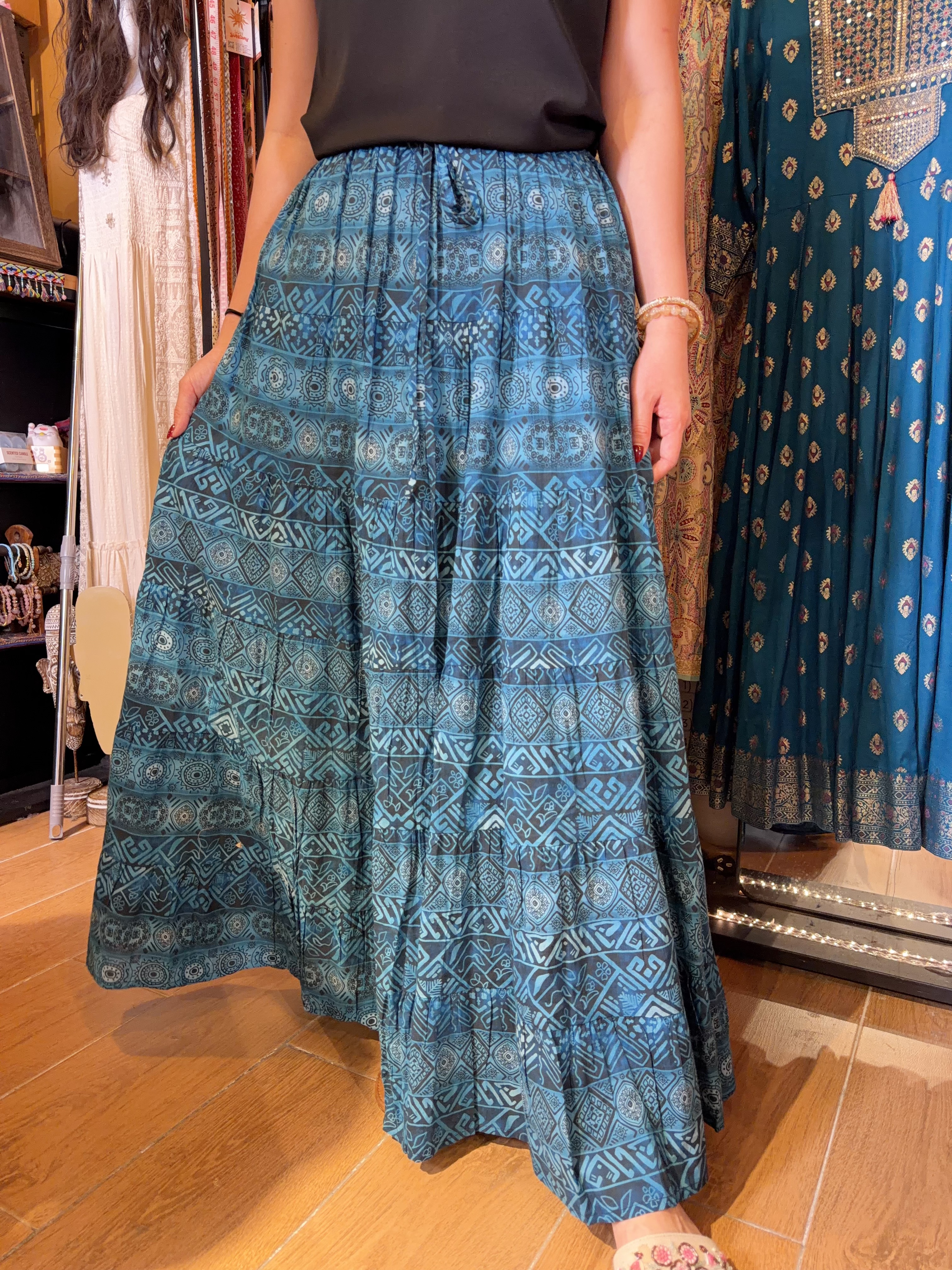 1652 Blue Gradient Cotton 6-layer Skirt (Twin Pocket) 39"