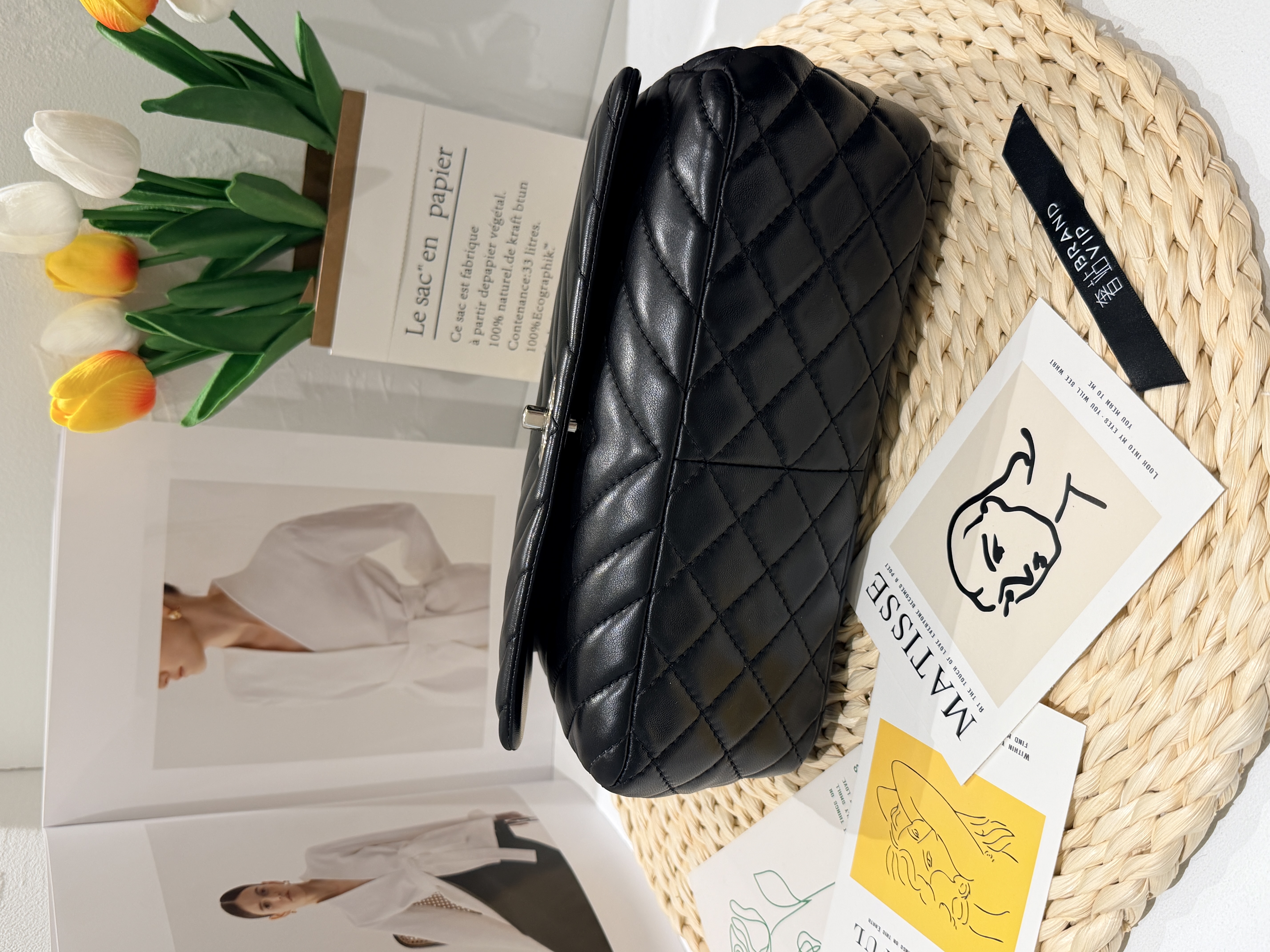 Chanel Surpique Chevron Flap Bag