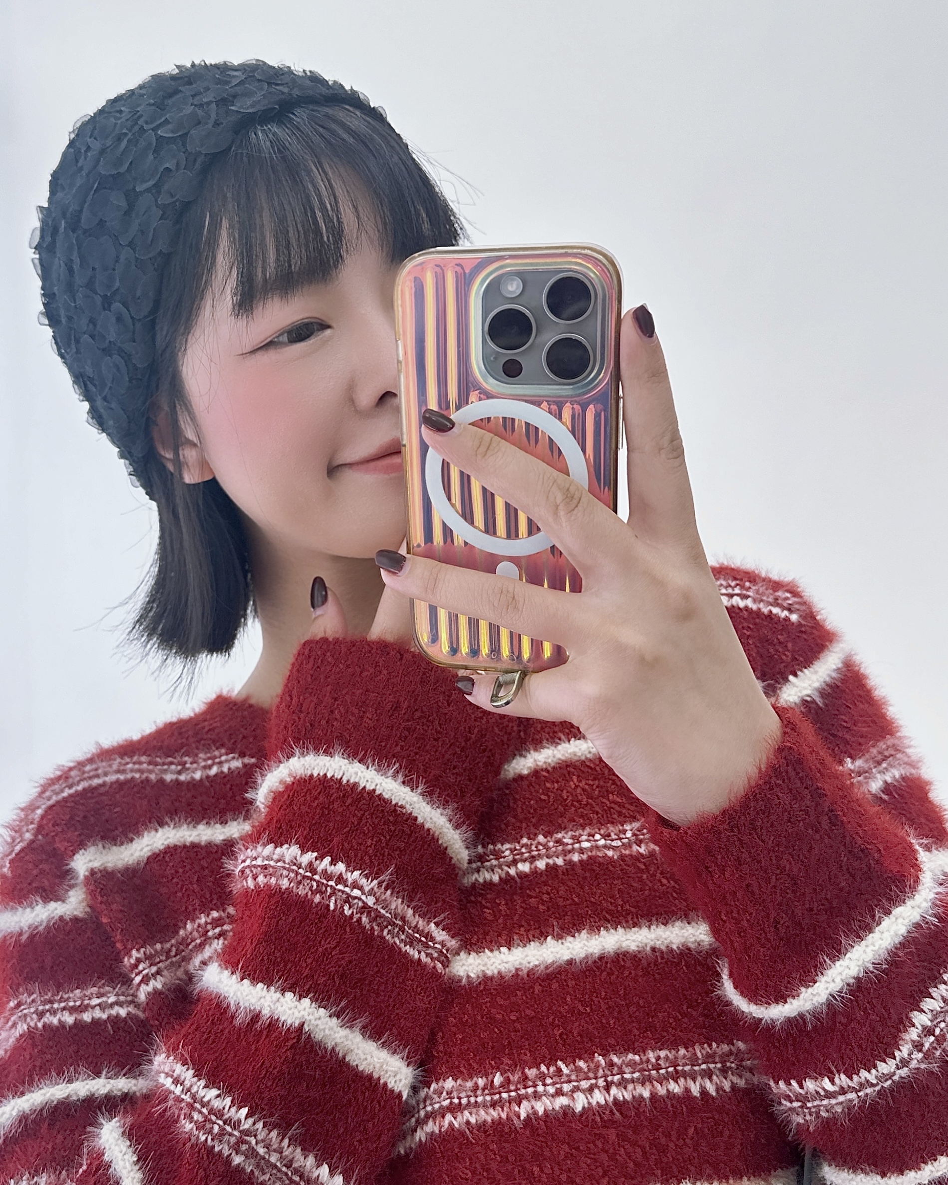 勁滑混毛橫間針織上衣 2色