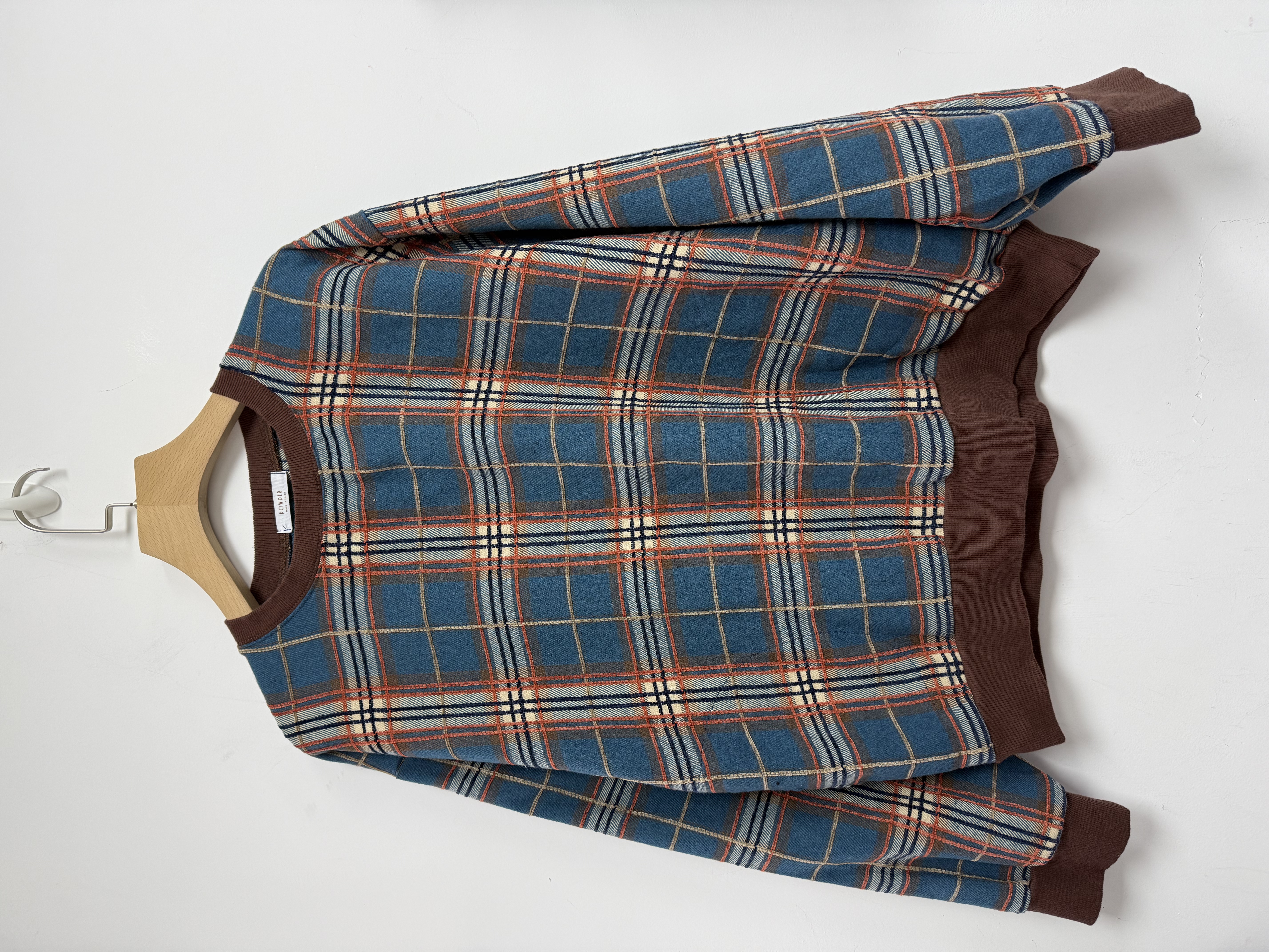 PW YE 立體絲絨車線格仔top