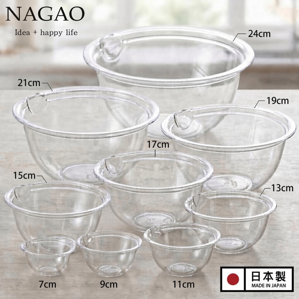 【現貨】🔥🔥【日本製《NAGAO》耐熱透明備料調理碗9件套裝】