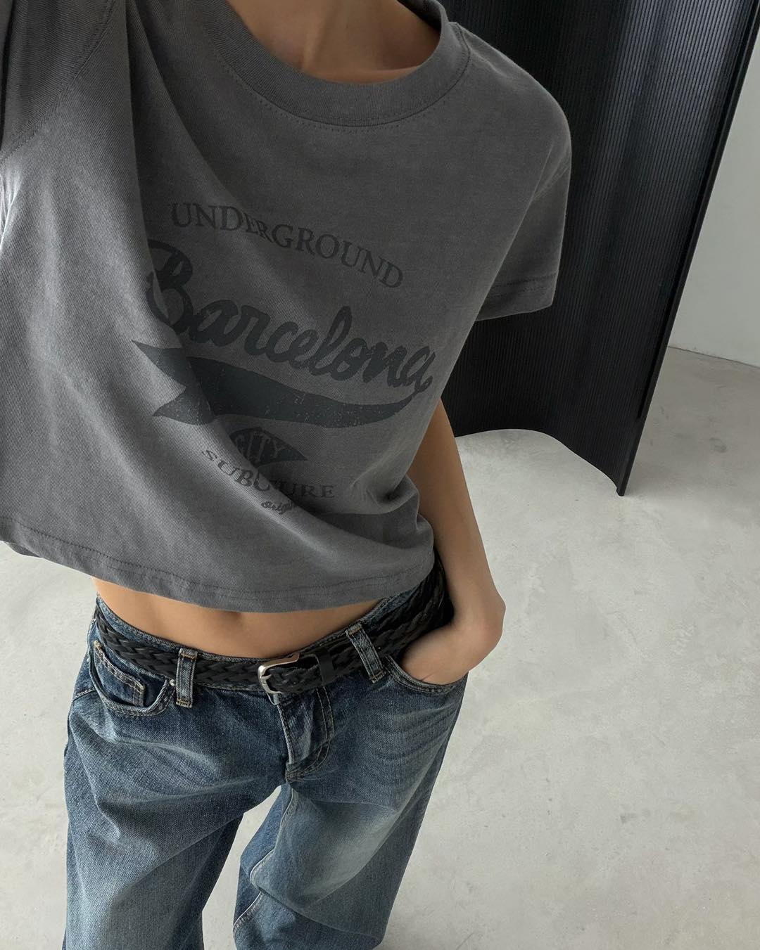 純色印字短裝tee