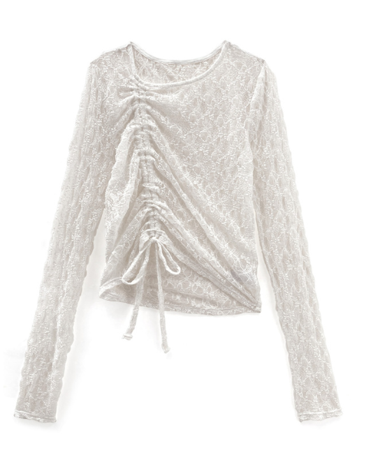 抽繩蕾絲上衣 [fo2137]