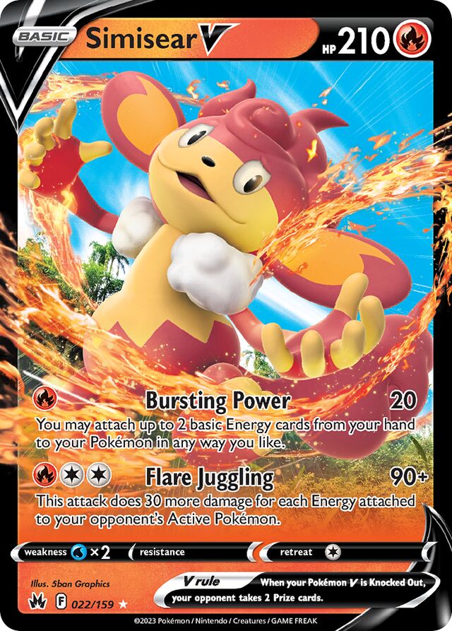 Pokemon TCG Crown Zenith - Simisear V-022/159