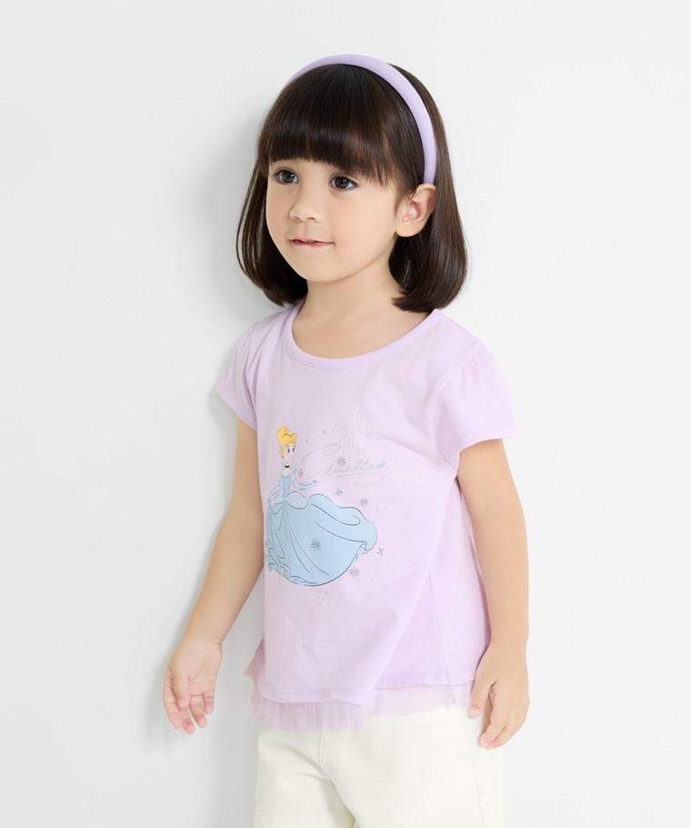 ☀️預訂 台灣直送☀️迪士尼公主系列四色網紗拼接印花純棉短袖T恤