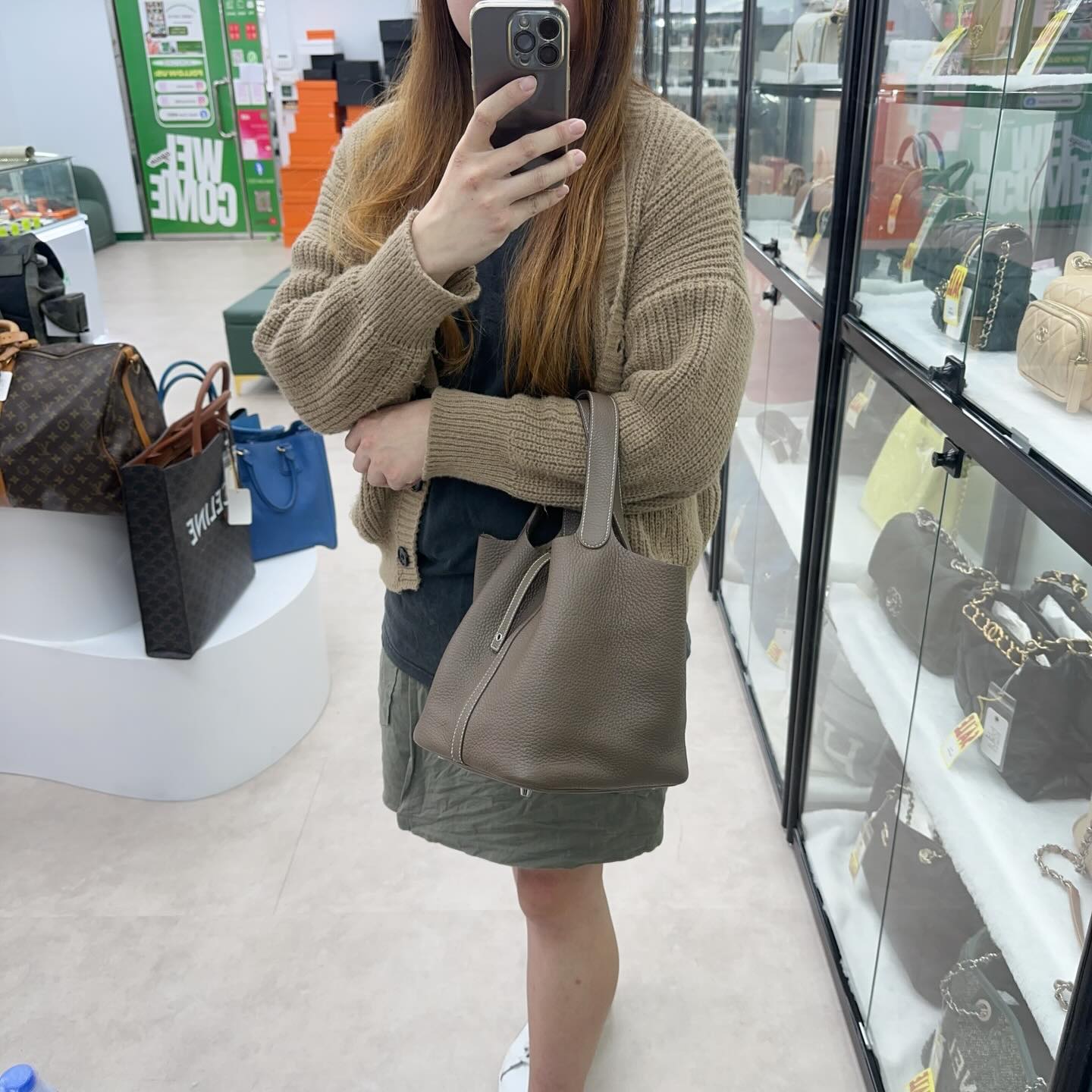 HERMES🤍PRE OWNED PICOTIN 22 大象灰銀扣菜籃子 U Stamp🤎