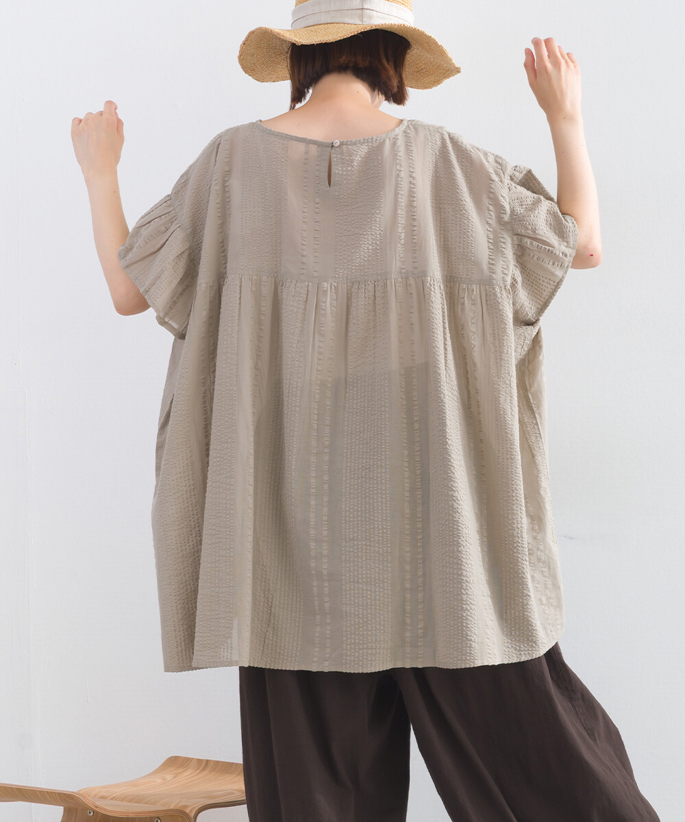 LP - 印度棉泡泡紗紐帶襯衫 (杏色)