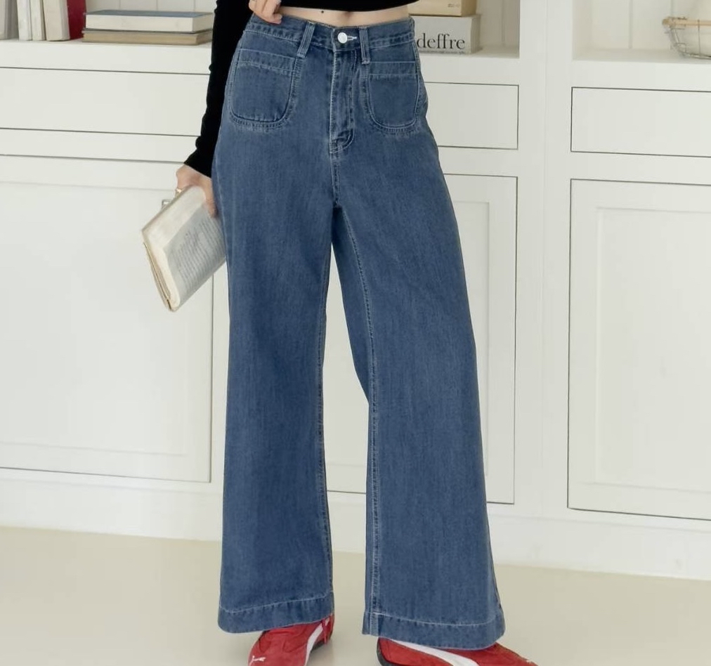 高質雙袋牛仔闊褲