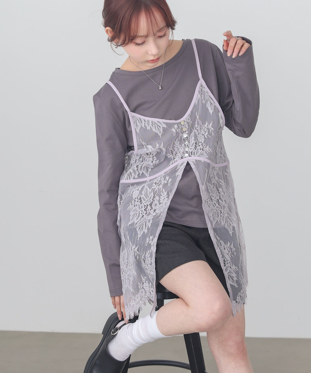 <JP> Lace Bustier + Soft Top Set (一套兩件)* 3色入 <預購>