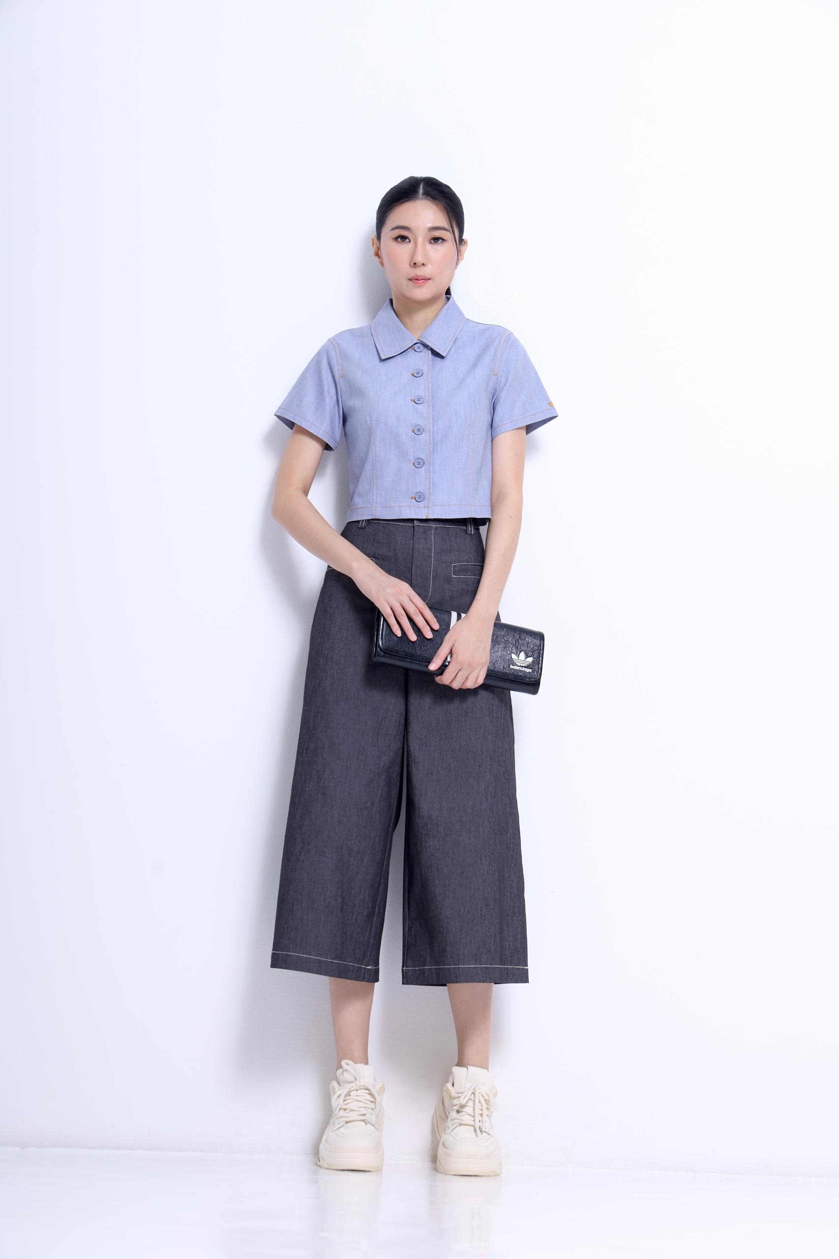 CB2750 EMBD THREAD COLLAR CROP TOP