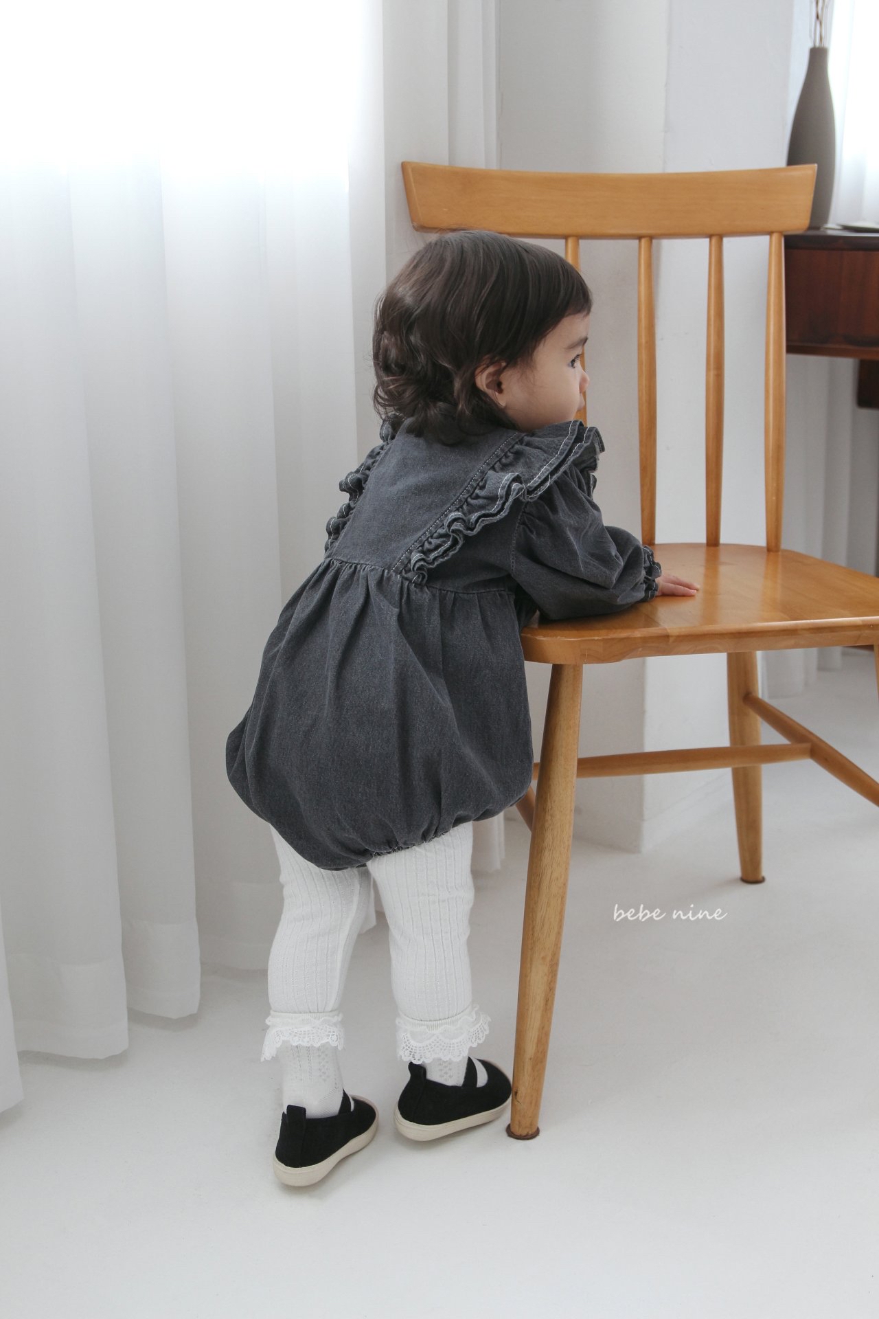 🌸預訂 韓國直送🌸🇰🇷Bebenine兩色荷葉邊牛仔長袖包屁衣