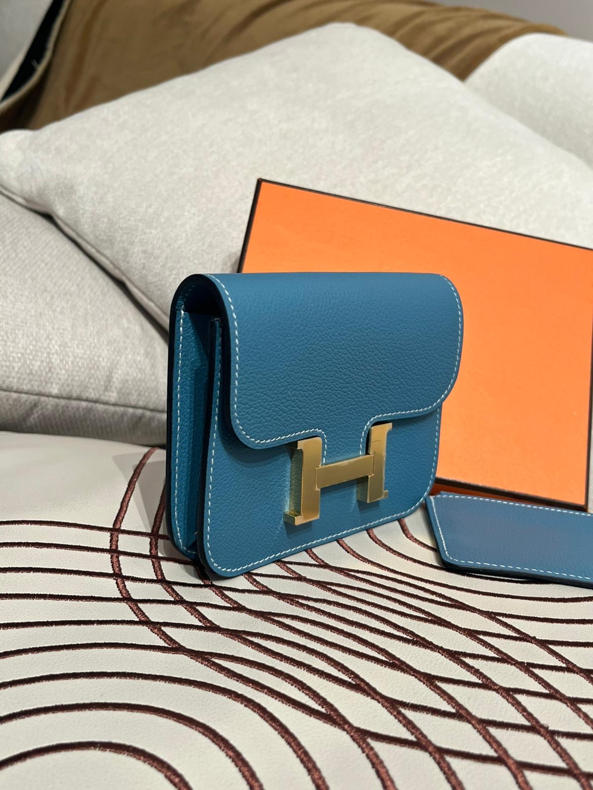 全新 Hermes constance slim wallet D2 Blue Jeans Evercolor Calfskin Wallet , 100%Authentic, 全新未使用品unused ✅box 