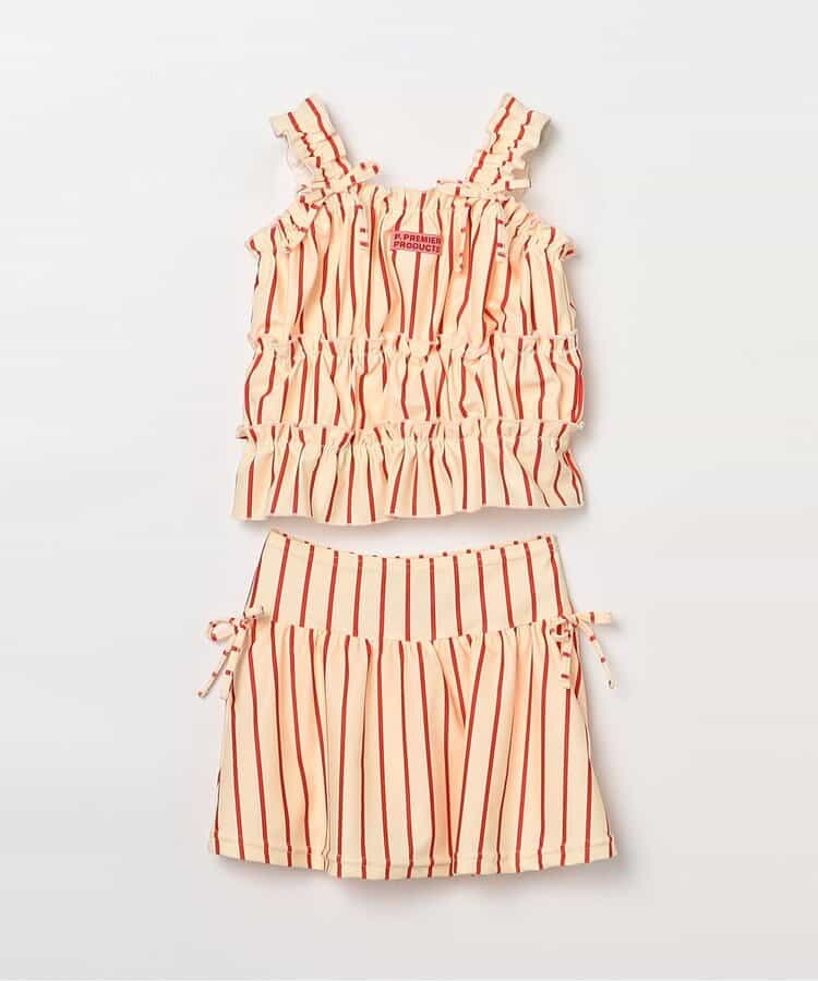 🇯🇵預訂 日本直送🇯🇵p.premier四色標籤圖案印花褶皺上衣和裙擺分體泳衣