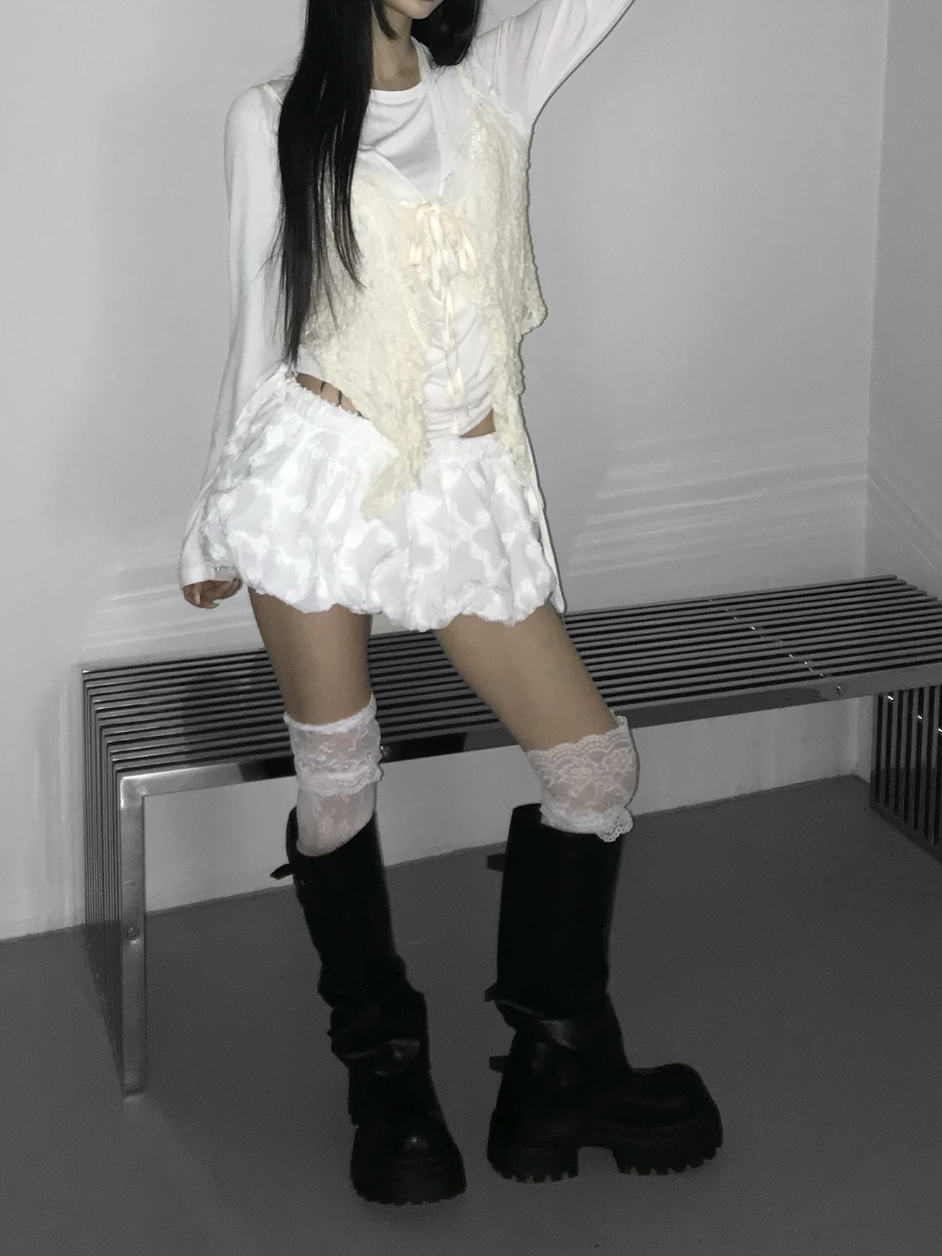 Sheer Lace Ruffled Cami