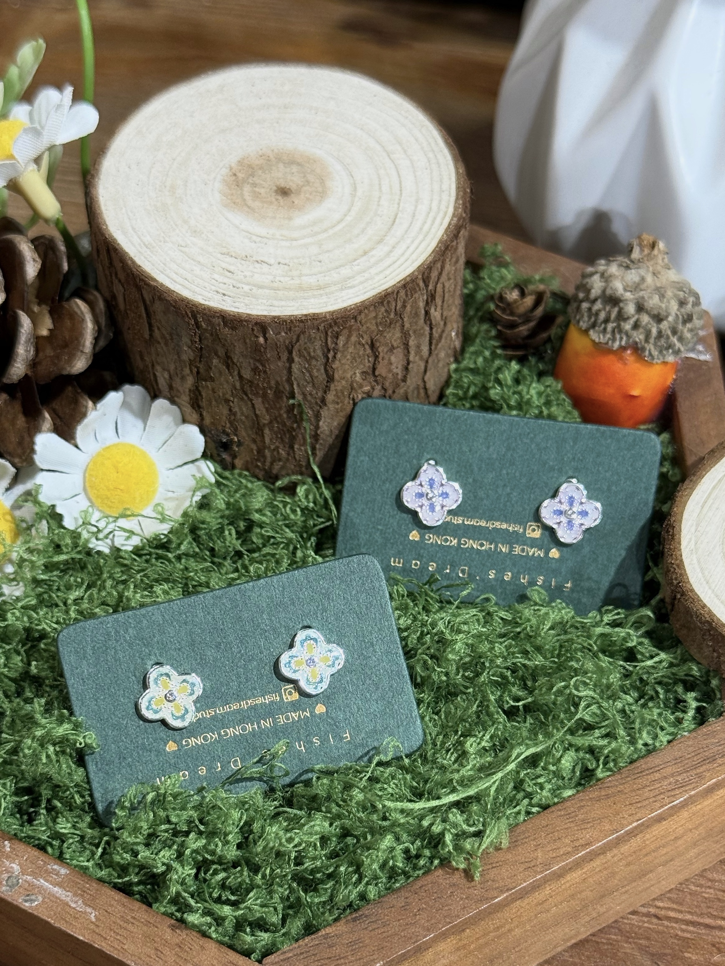 四葉花窗 Clover Window Stud Earrings | 耳釘款耳環