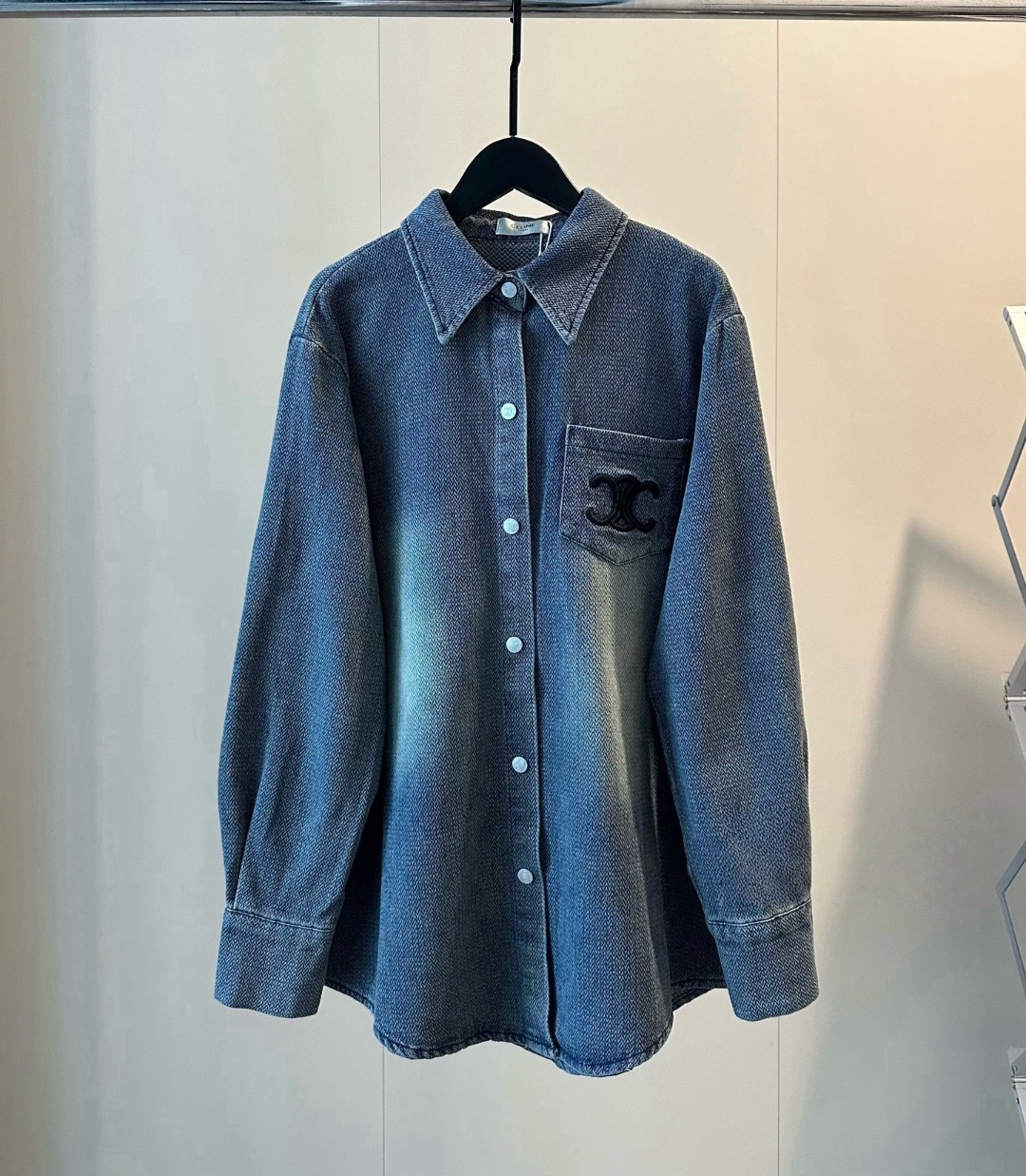 Celine 凱旋門刺繡水洗牛仔外套