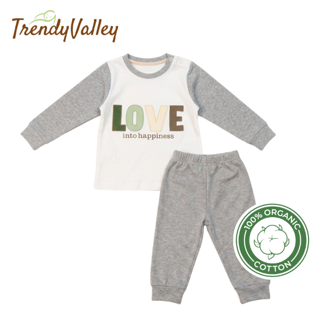 Trendyvalley Organic Cotton Baby Pajamas ( LOVE INTO HAPPINESS)