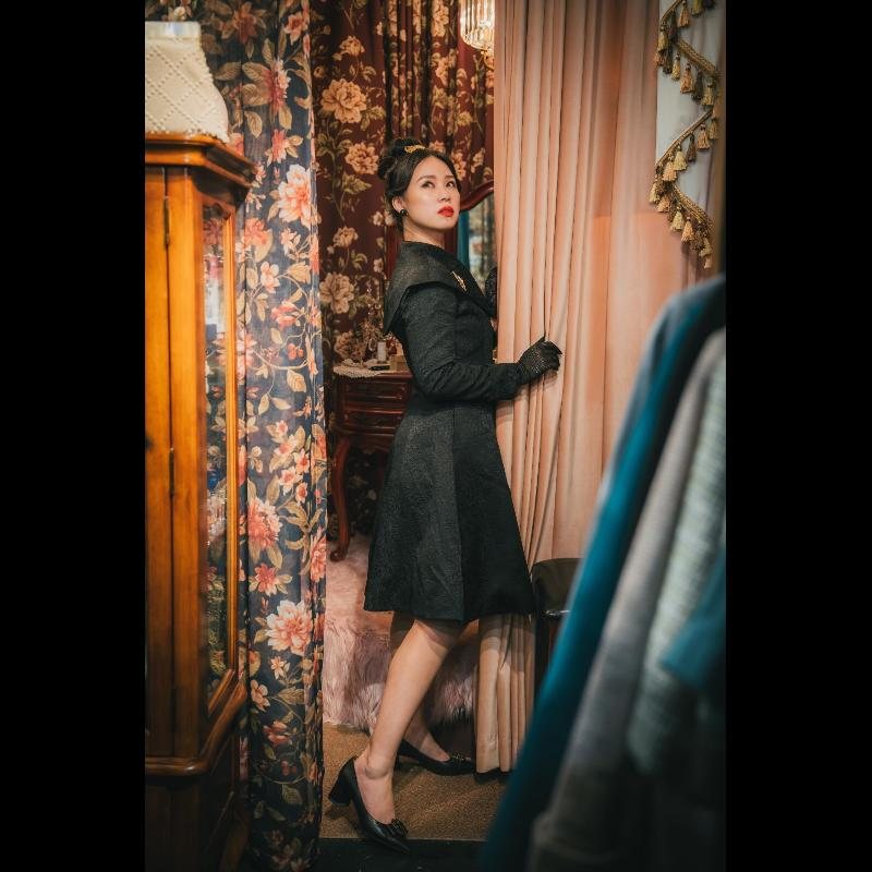 (SOLD OUT)Limited Edition - Edwardian Lady Winter Walking Coat Jacket - Black (FM163)