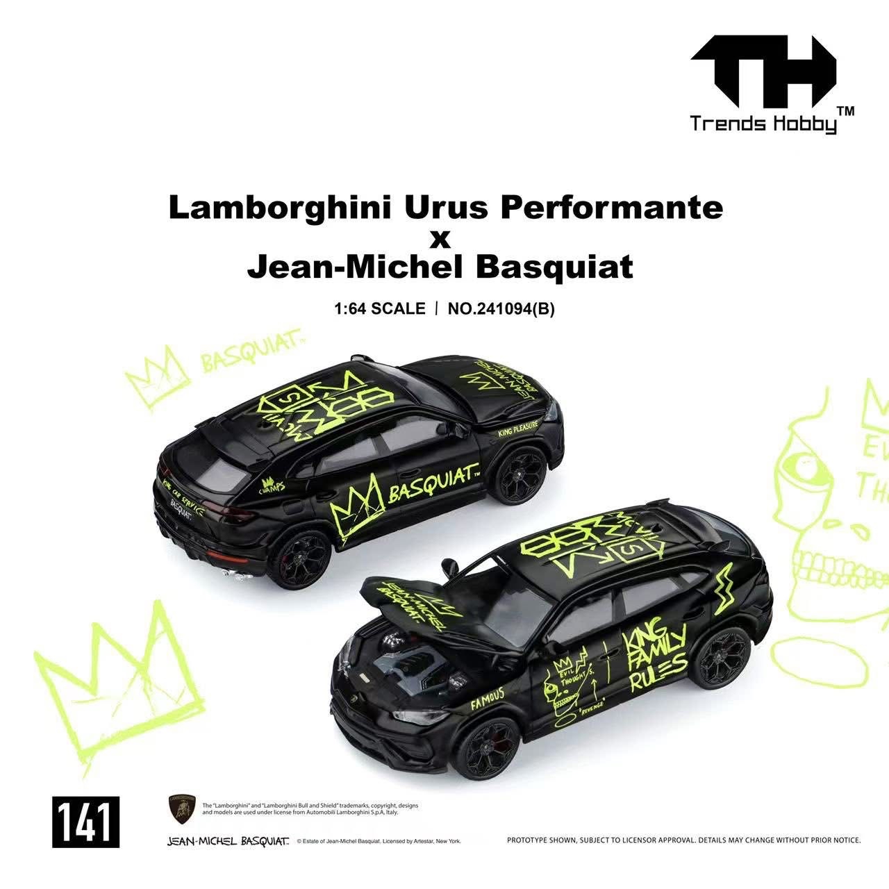 (預訂 Pre Order) Trends Hobby (241094(B)) 1/64 Lamborghini Urus Performante x Jean-Michel Basquiat Black Livery (只有掛卡包裝） （Only Blister Card Package)