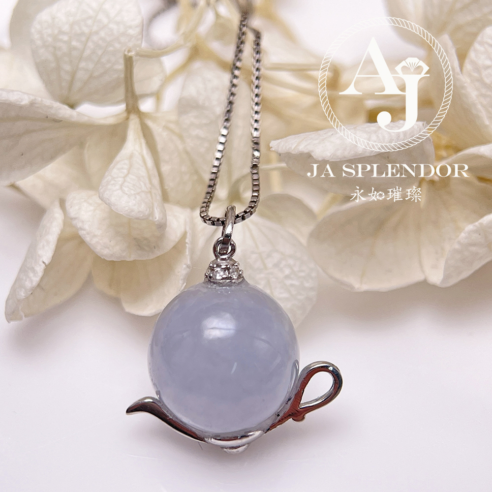 JN-1711 天然翡翠A玉 紫玉時尚茶壺神燈純銀吊墜