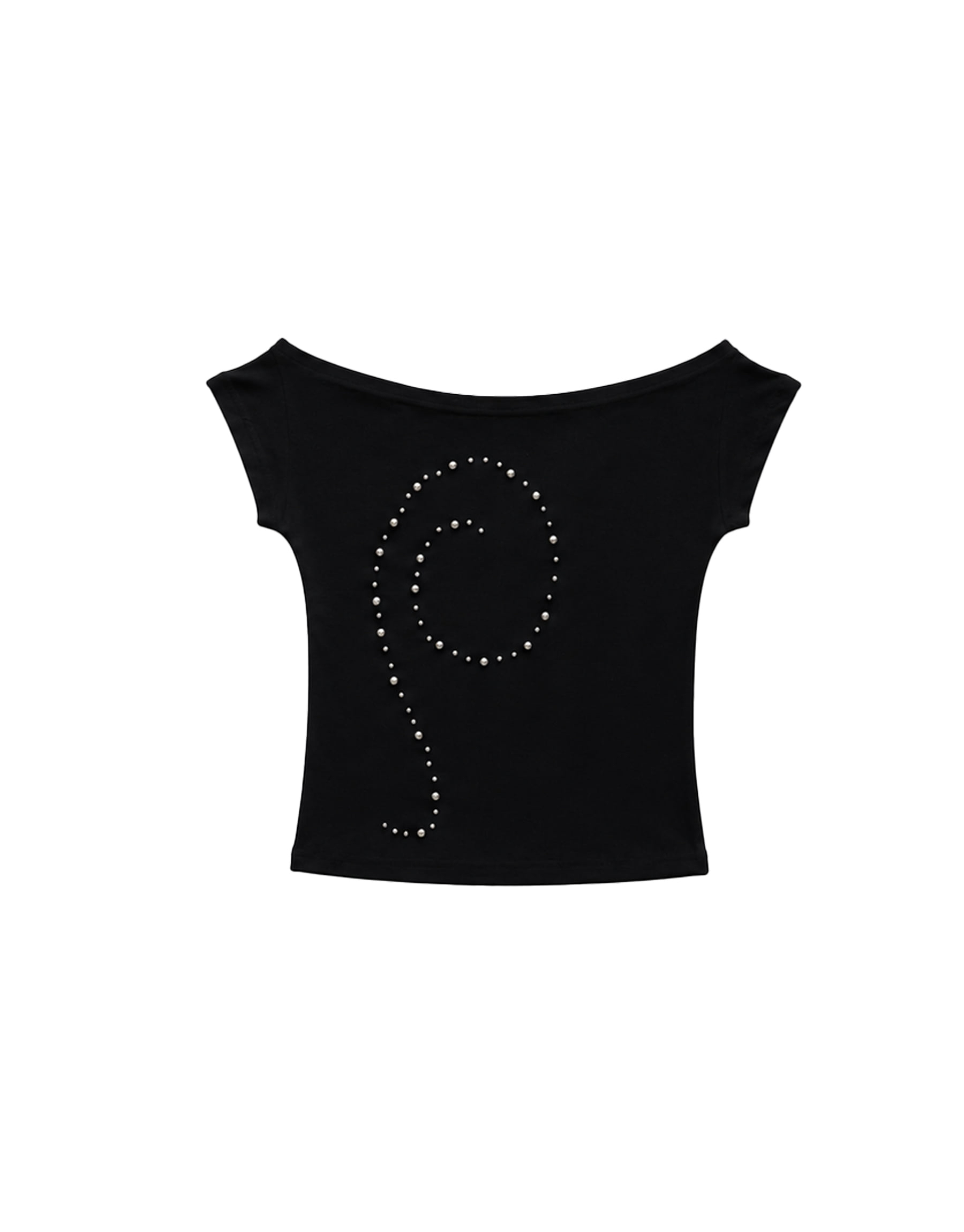 Studded Off-Shoulder Short Sleeve Top