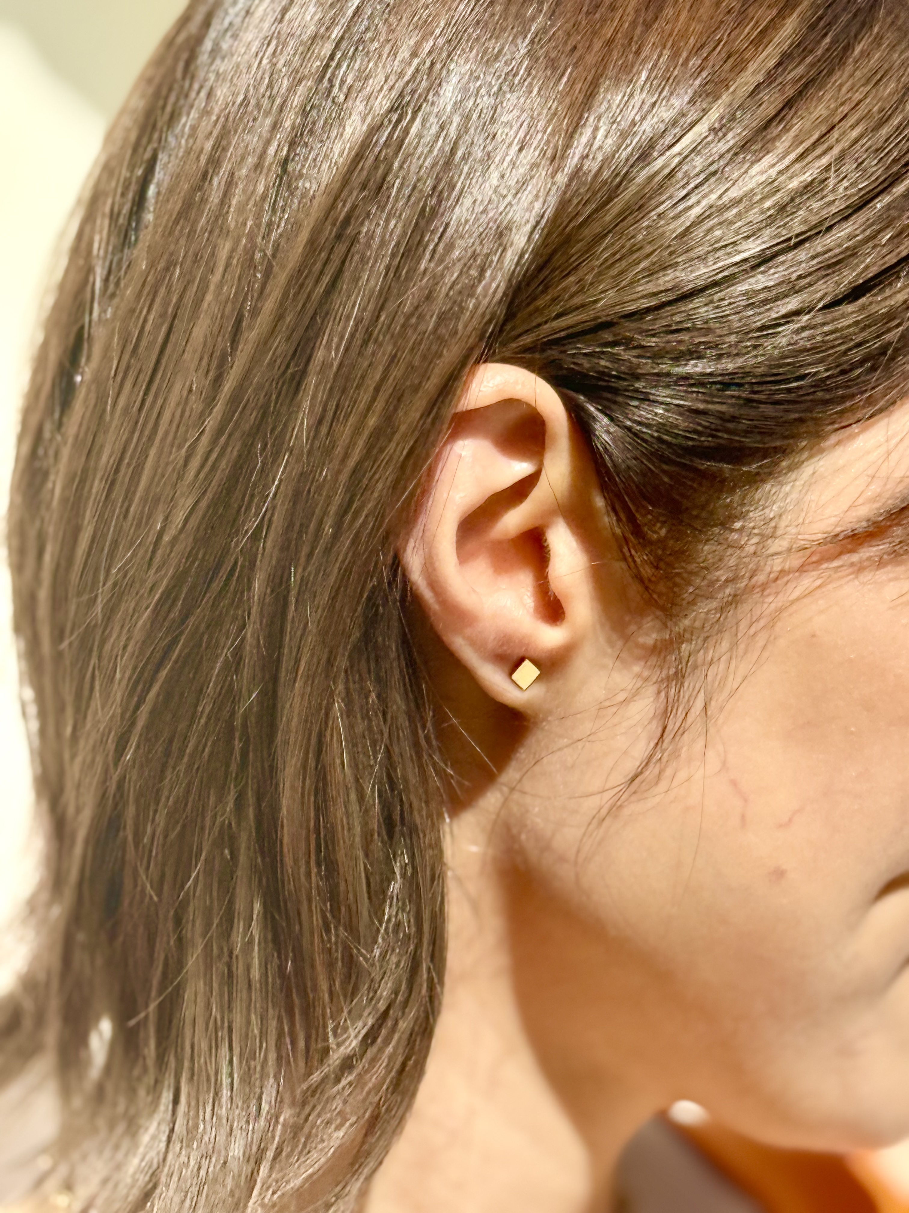 Gold square stainless earring