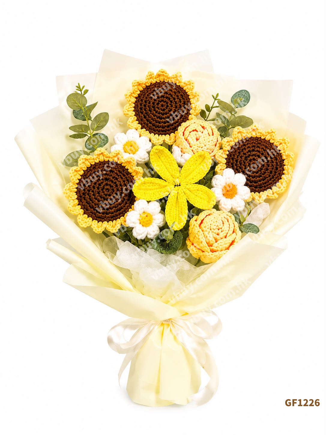手工編織向日葵畢業花束 35cm Crochet Sunflower Graduation Bouquet 畢業禮物 香港 Vbuy