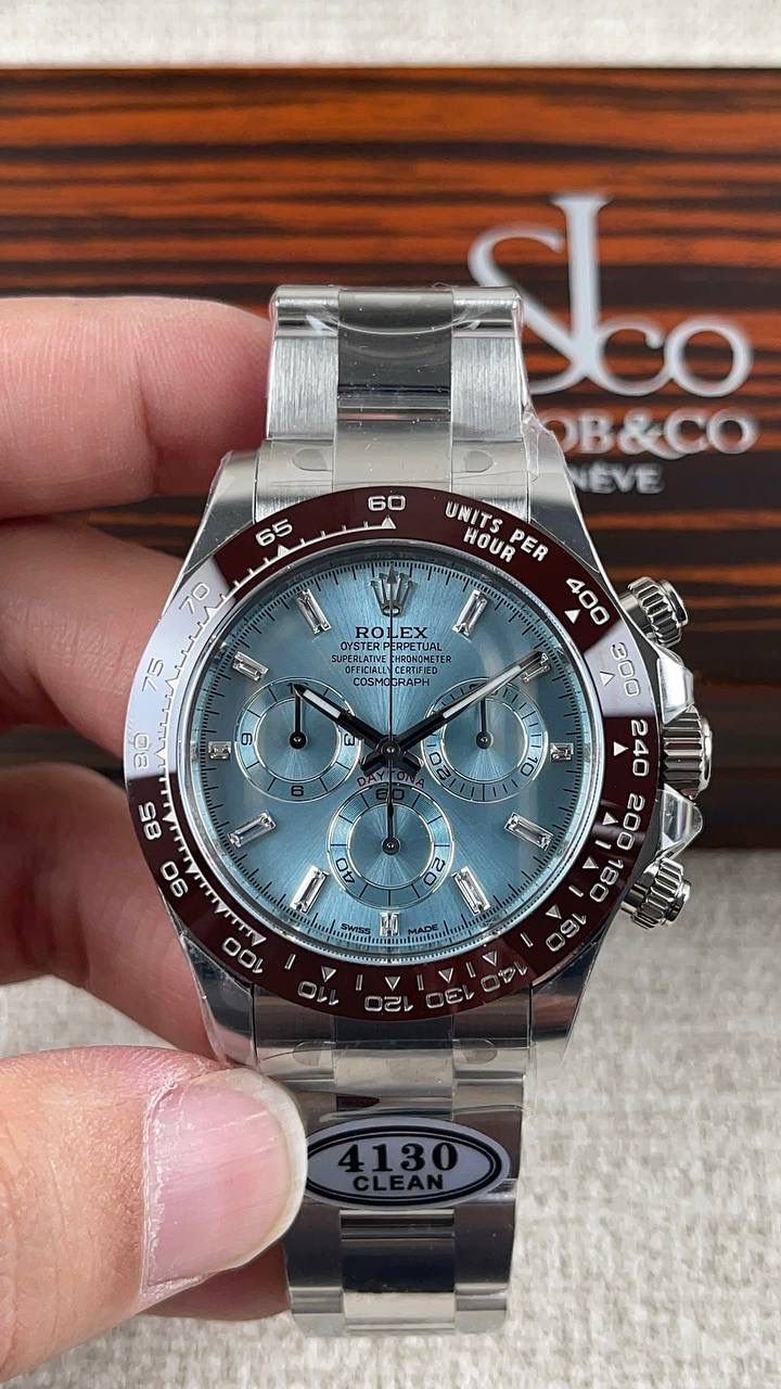 冰蓝迪钻刻 丹东4130机芯 磨砂对版扣 无配重🌟