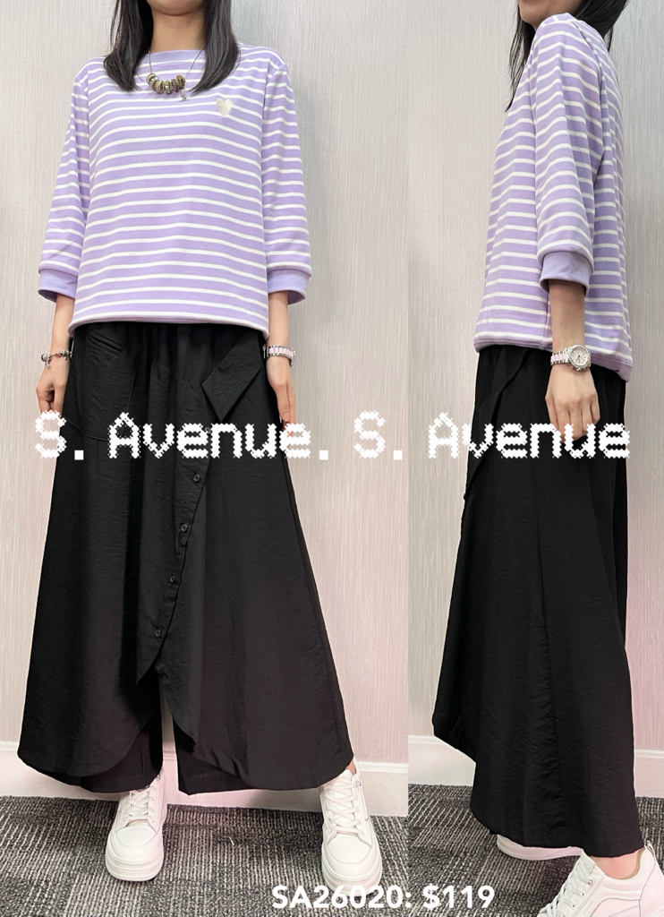 SA26020: 中袖間條繡心心tee