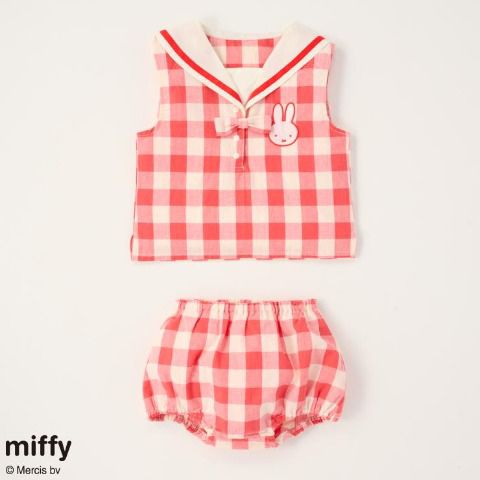 MIFFY BABY KID 小童 格仔 格仔 背心 SET 紅色 70/80 