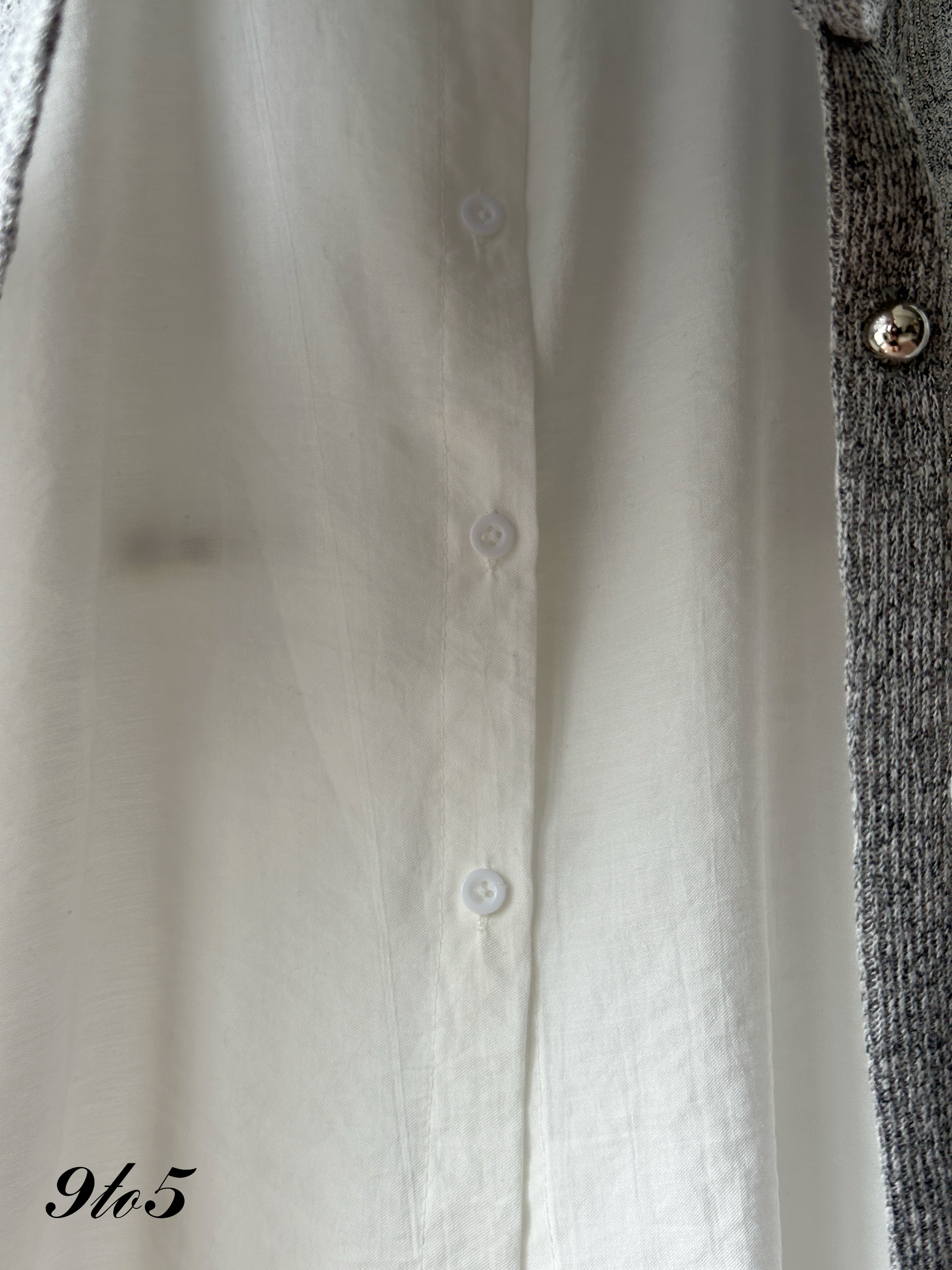 T4278 Fake Two-Piece Oversize Shirt - Blue & White