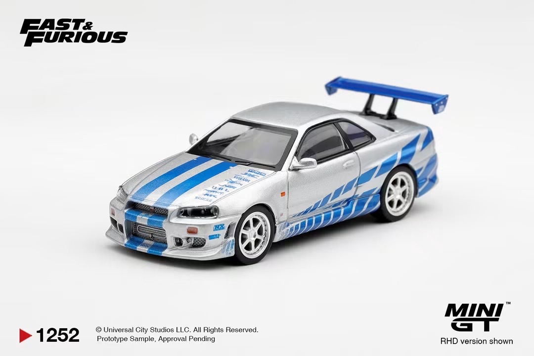 （預訂 Pre Order) Mini GT （MGT01252-BL） Nissan Skyline GT-R C-West 2 Fast 2 Furious Brian O’Conner