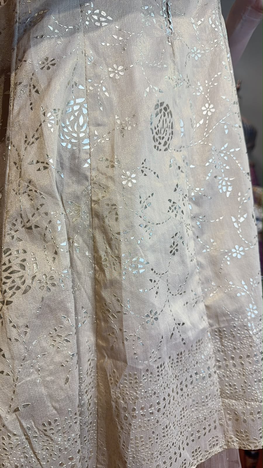 3525 Light Brown Golden Stampling Long Top