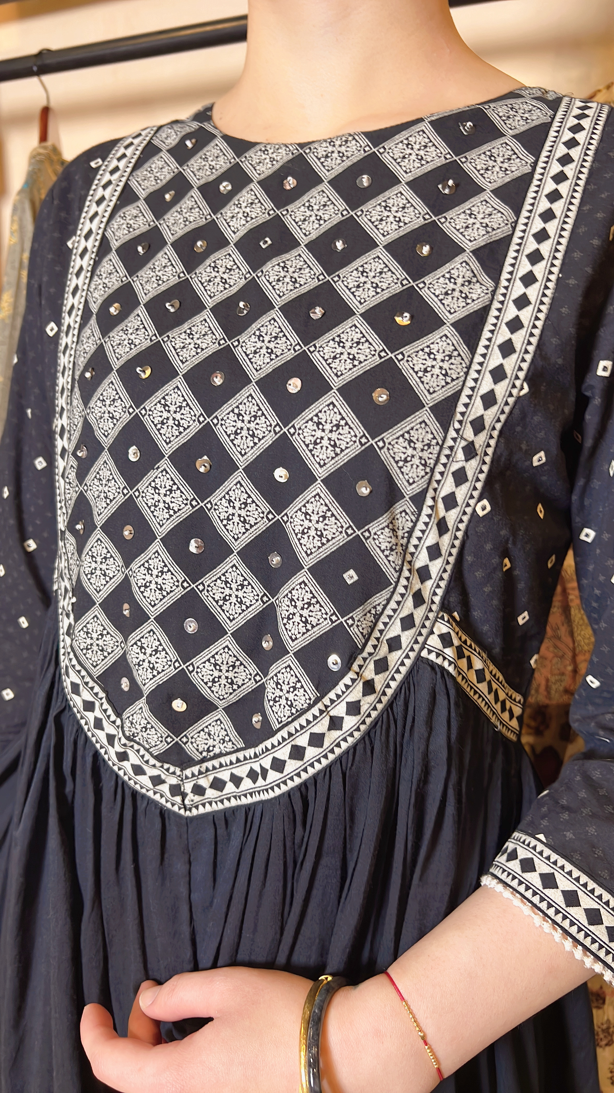 Black Checkerboard Pattern Cotton OP #1076