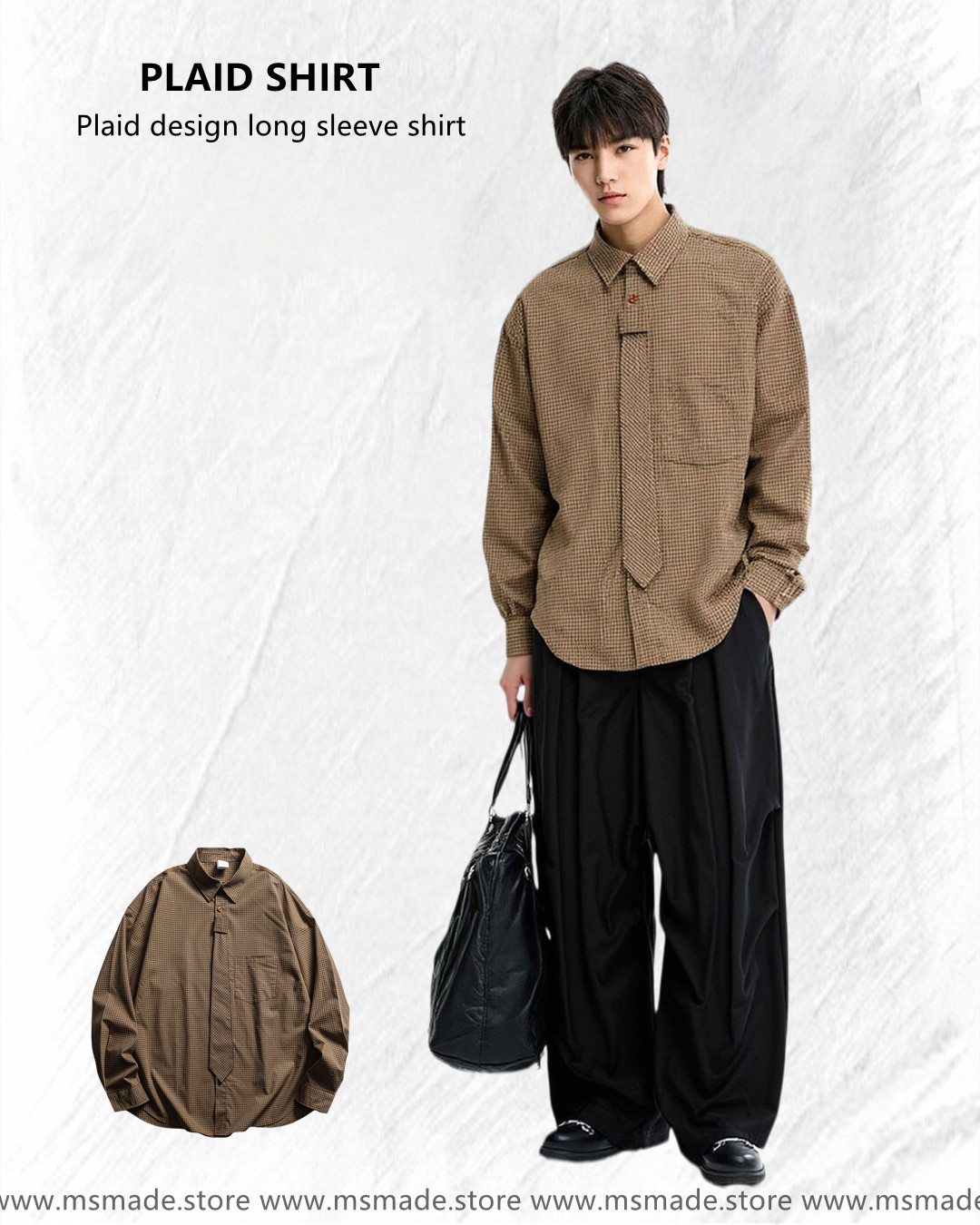 M0425 拆卸領带拼接襯衫