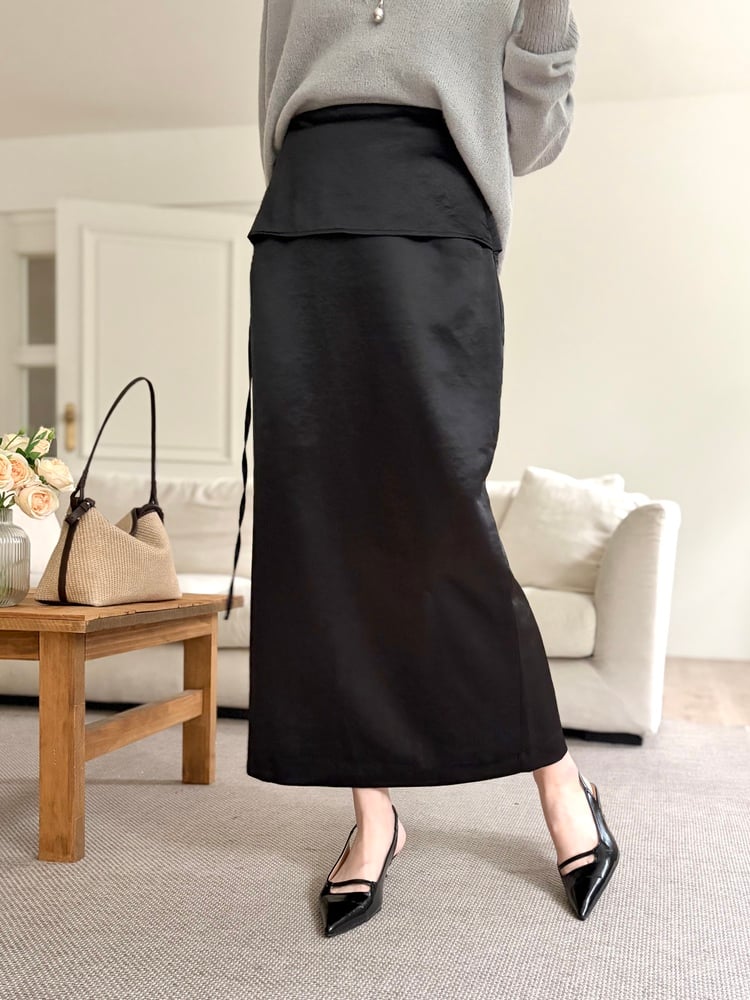 Layering Satin Skirt (Black)