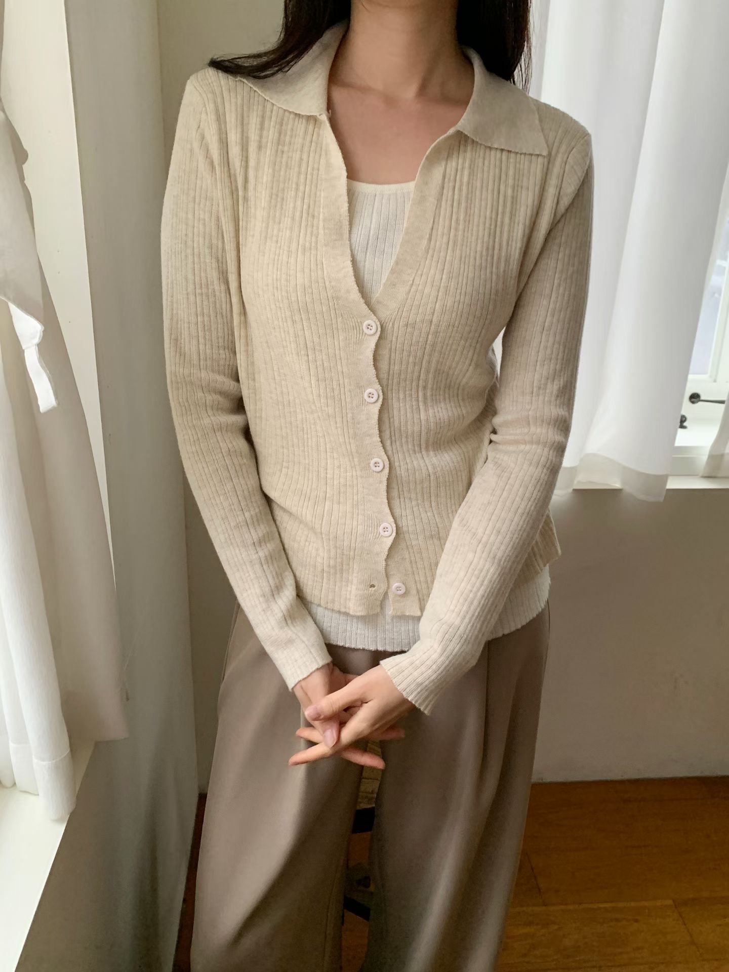 假2件開胸薄針織